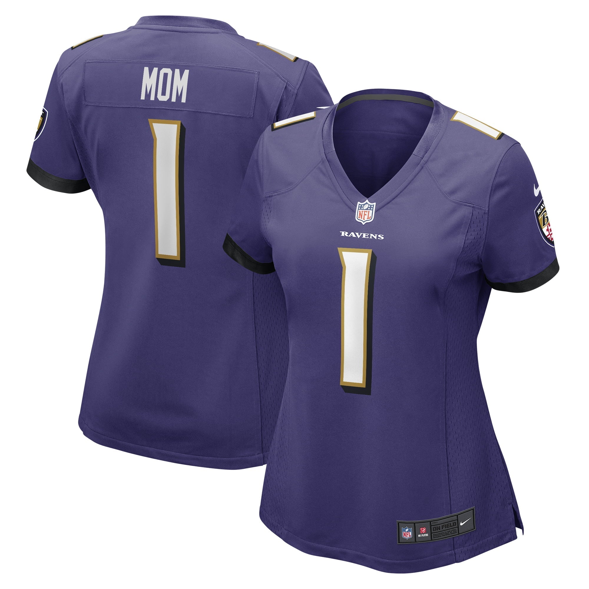 Women's Nike Number 1 Mom Purple Baltimore Ravens Game Jersey - vstockx