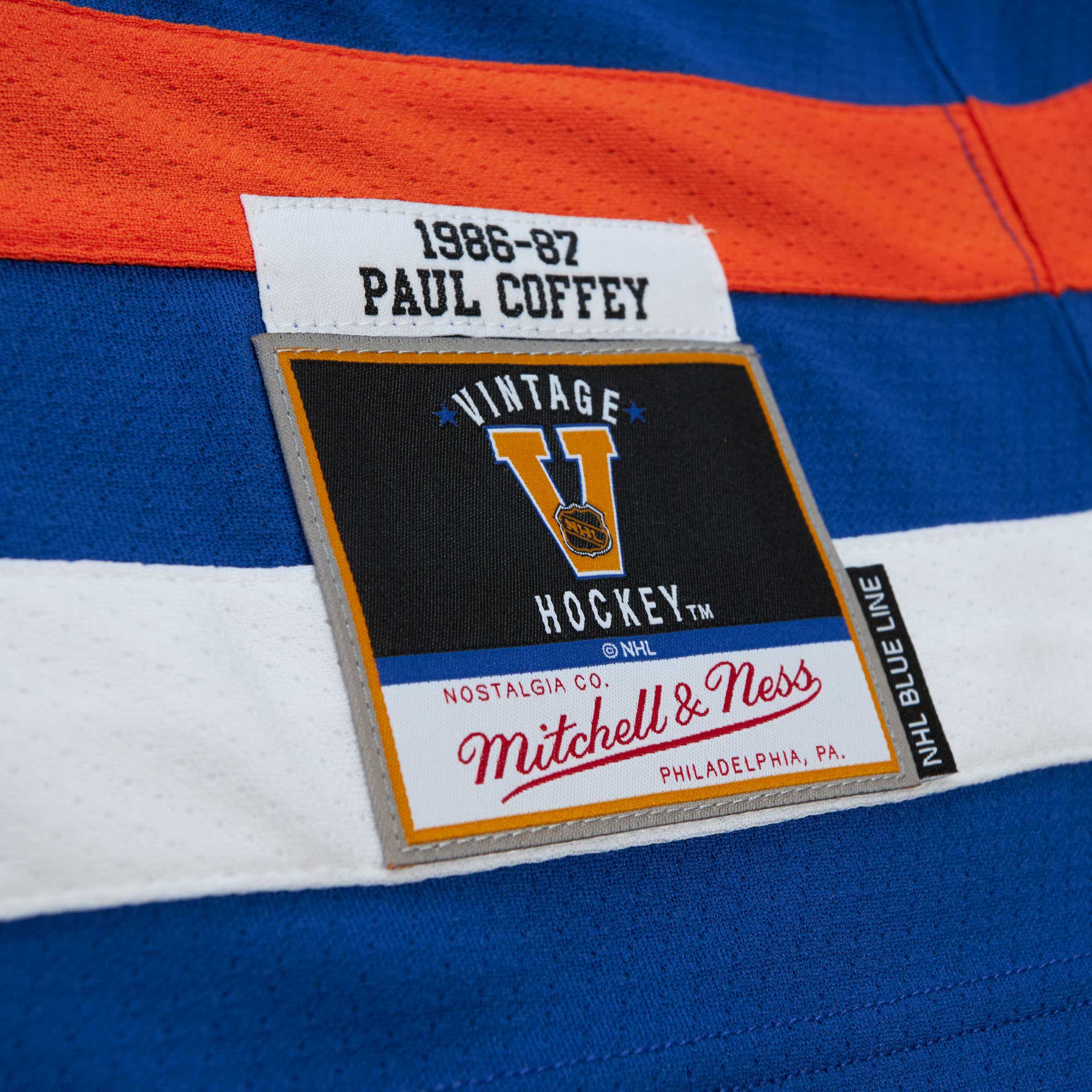 Paul Coffey Edmonton Oilers Mitchell & Ness 1986/87 Blue Line Player Jersey - Royal - vstockx