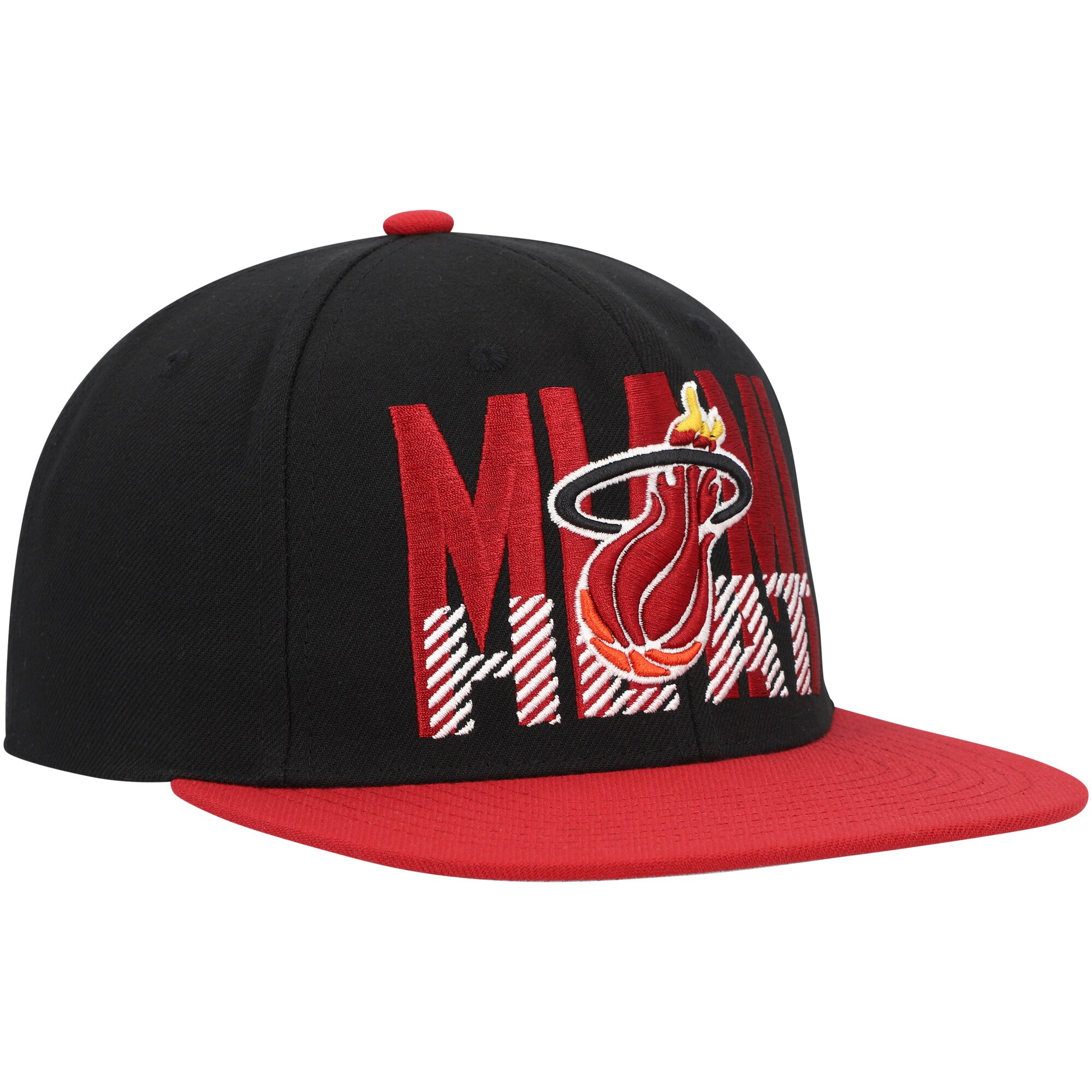 Miami Heat Mitchell & Ness SOUL Cross Check Snapback - Black - vstockx