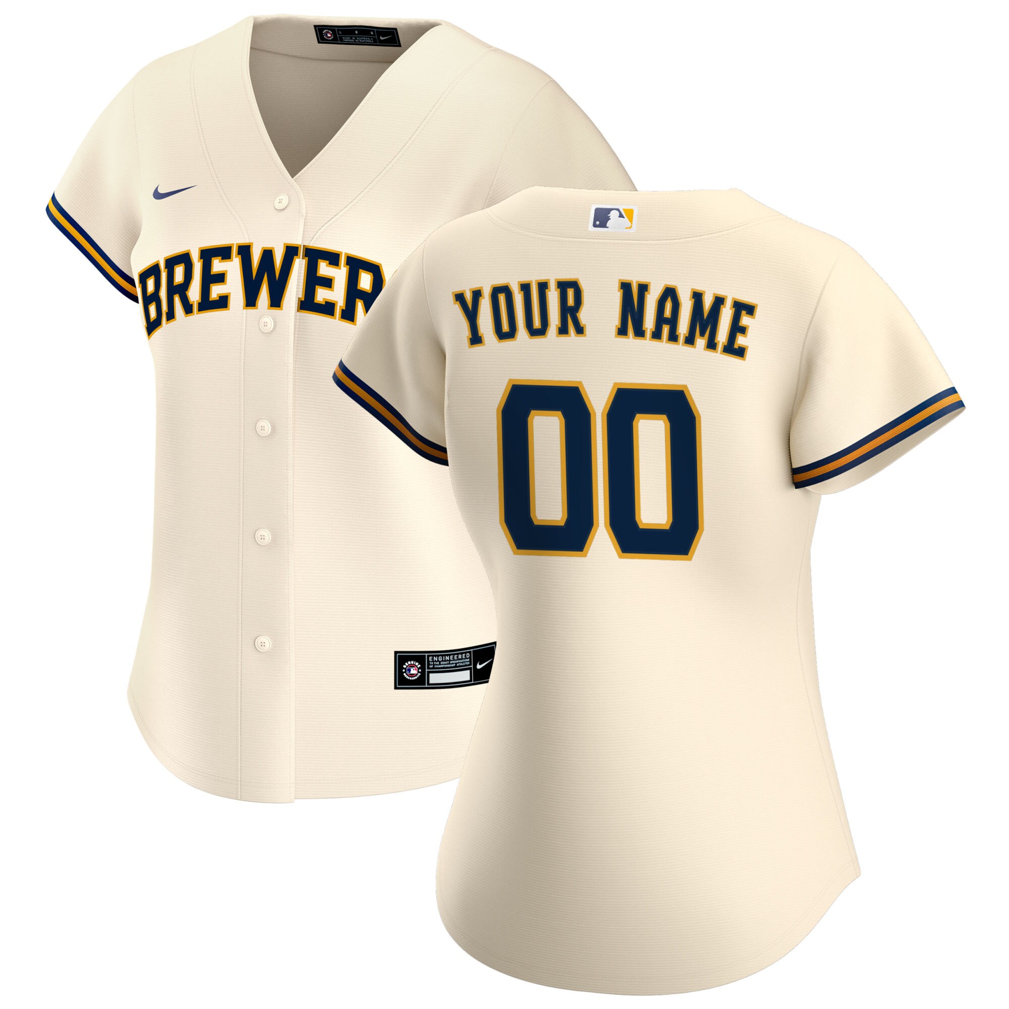 Milwaukee Brewers Nike Women's Home Replica Custom Jersey - Cream - vstockx