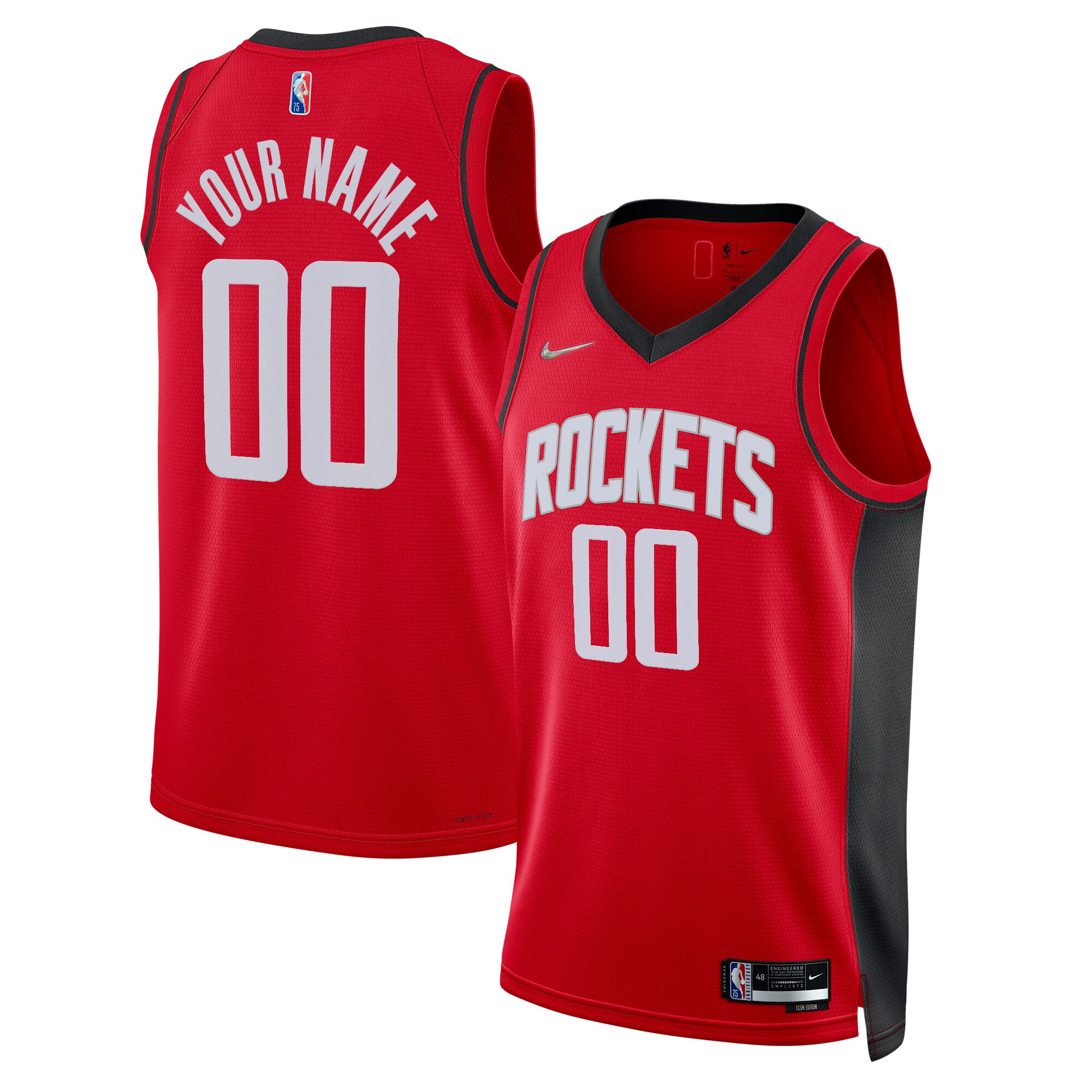 Houston Rockets Nike 2021/22 Diamond Swingman Custom Jersey - Icon Edition - Red - vstockx
