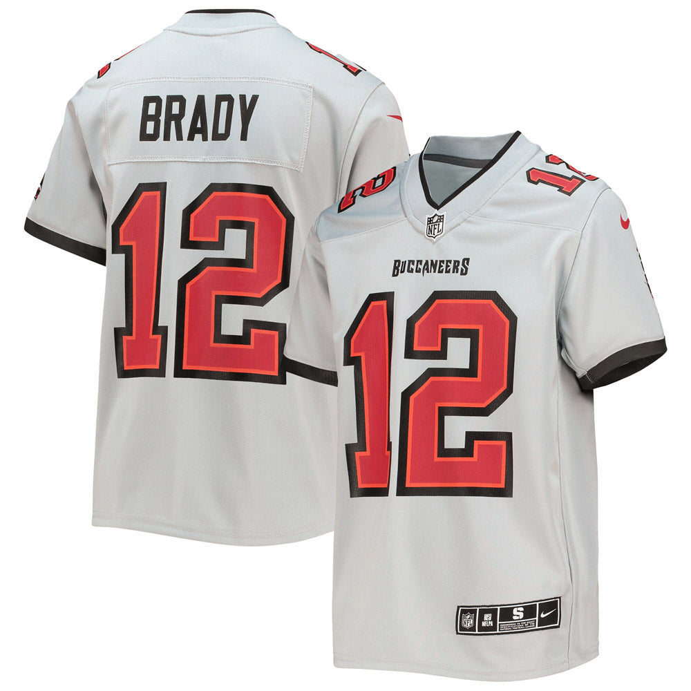 Youth Tampa Bay Buccaneers Tom Brady Inverted Team Game Jersey Gray - vstockx