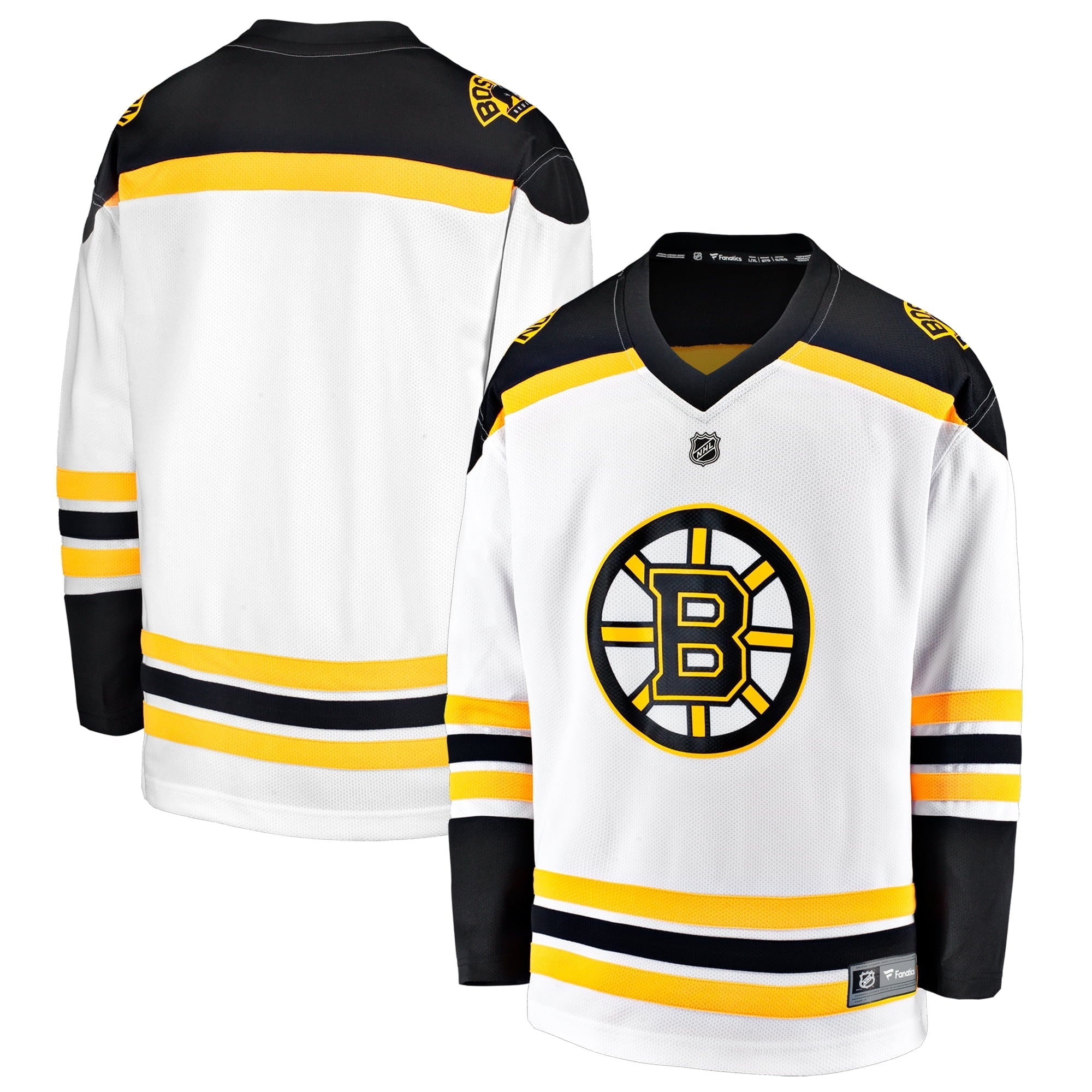 Youth Fanatics Branded White Boston Bruins Breakaway Replica Away Jersey - vstockx