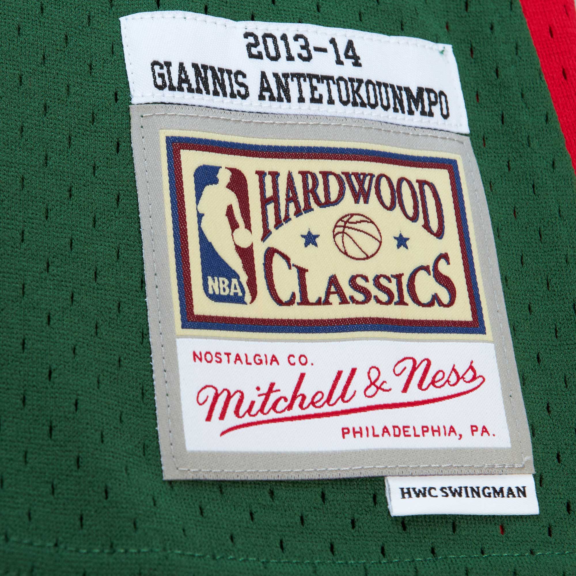 Giannis Antetokounmpo Milwaukee Bucks Mitchell & Ness 2013/14 Hardwood Classics Swingman Jersey - Hunter Green - vstockx