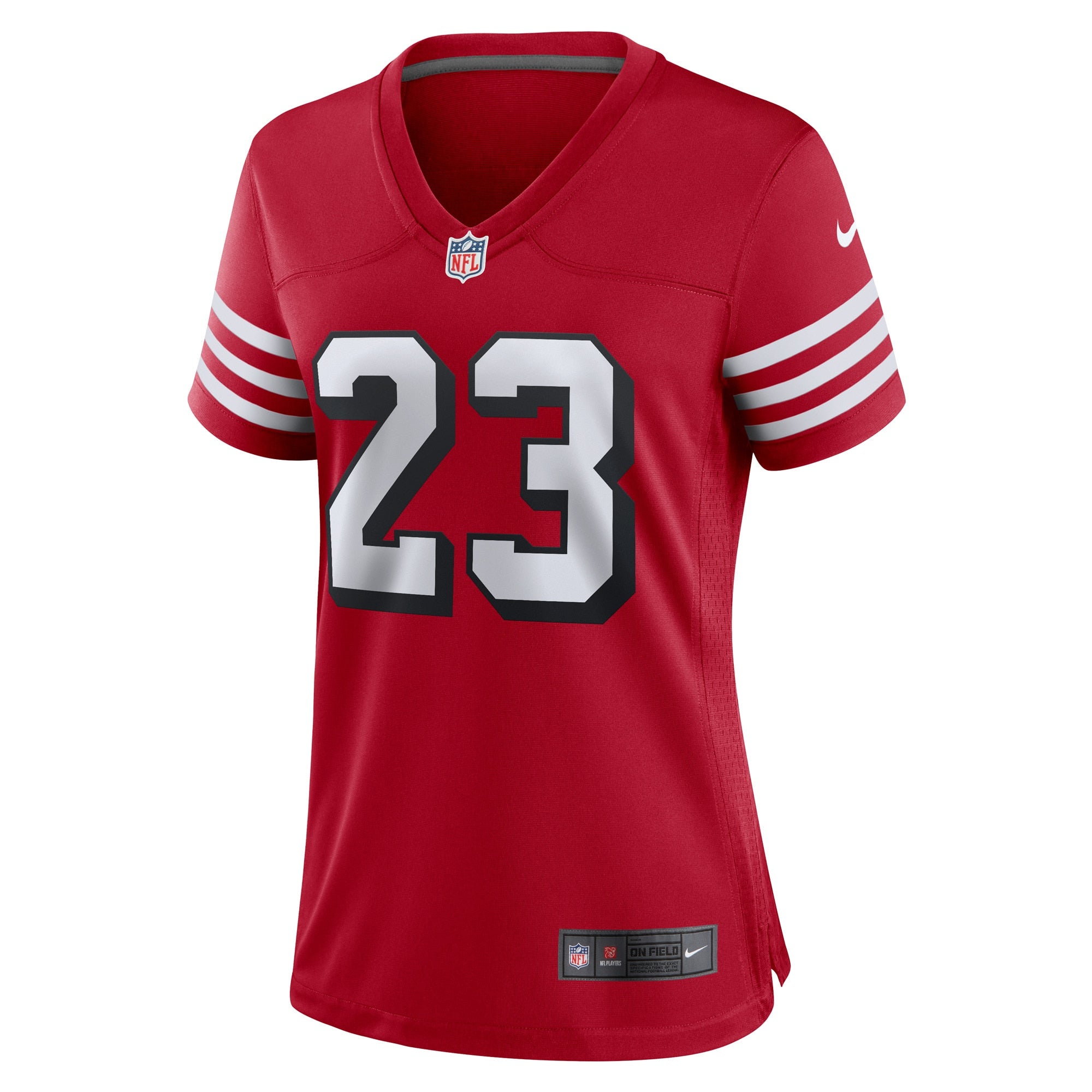 Women's Nike Christian McCaffrey Scarlet San Francisco 49ers Alternate Game Player Jersey - vstockx