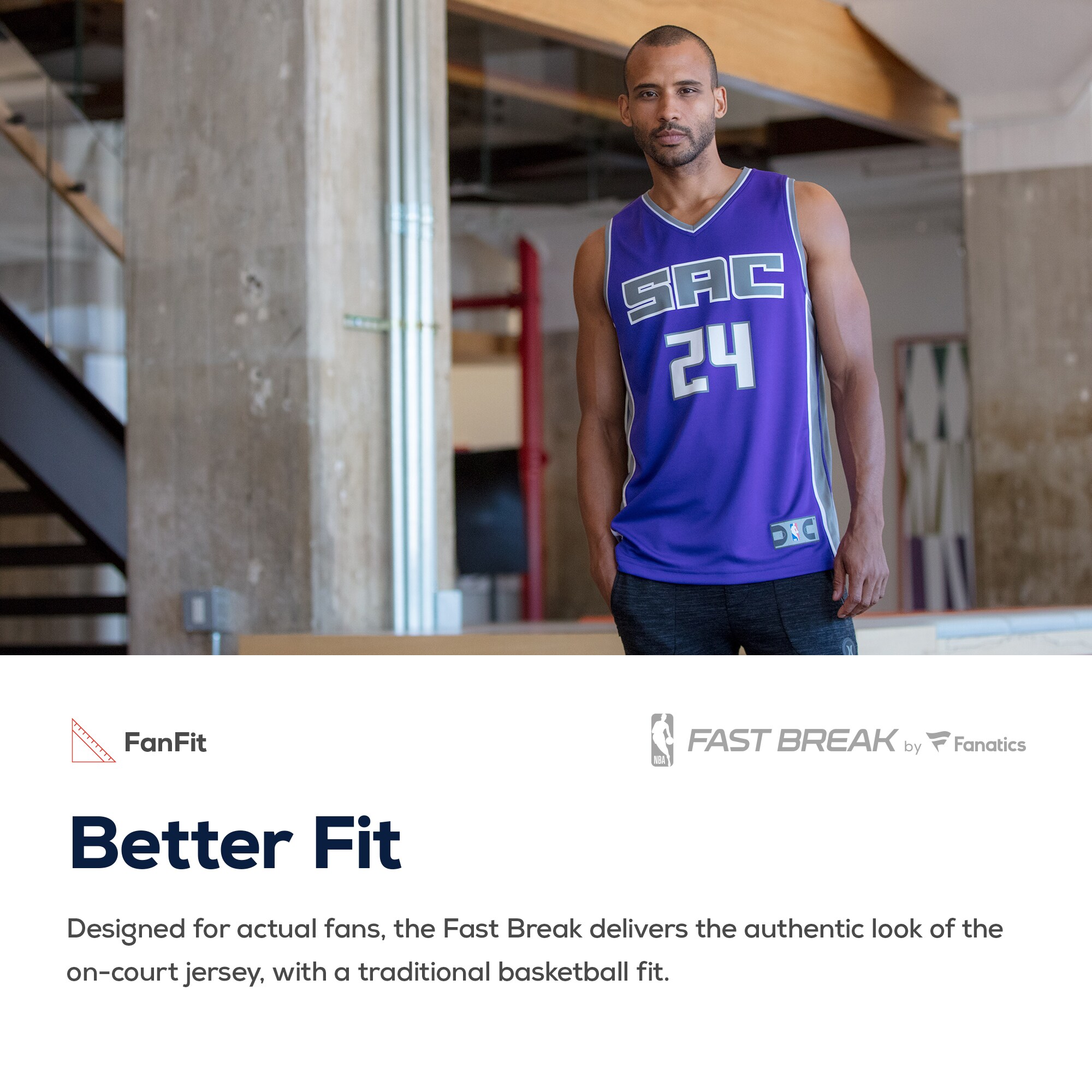 Sacramento Kings Fanatics Branded Fast Break Custom Replica Jersey Purple - Icon Edition - vstockx