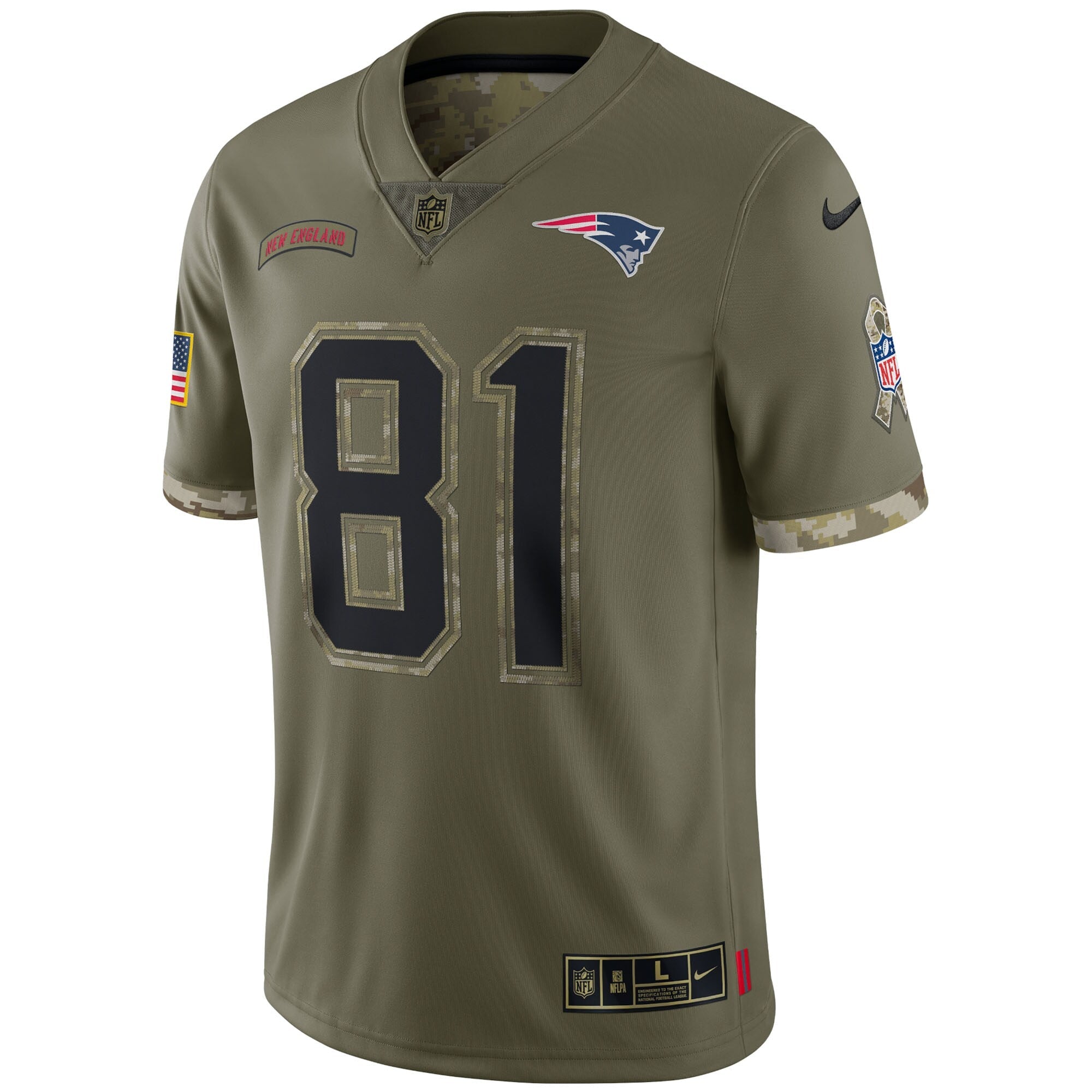 Men's Nike Randy Moss Olive New England Patriots 2022 Salute To Service Retired Player Limited Jersey - vstockx