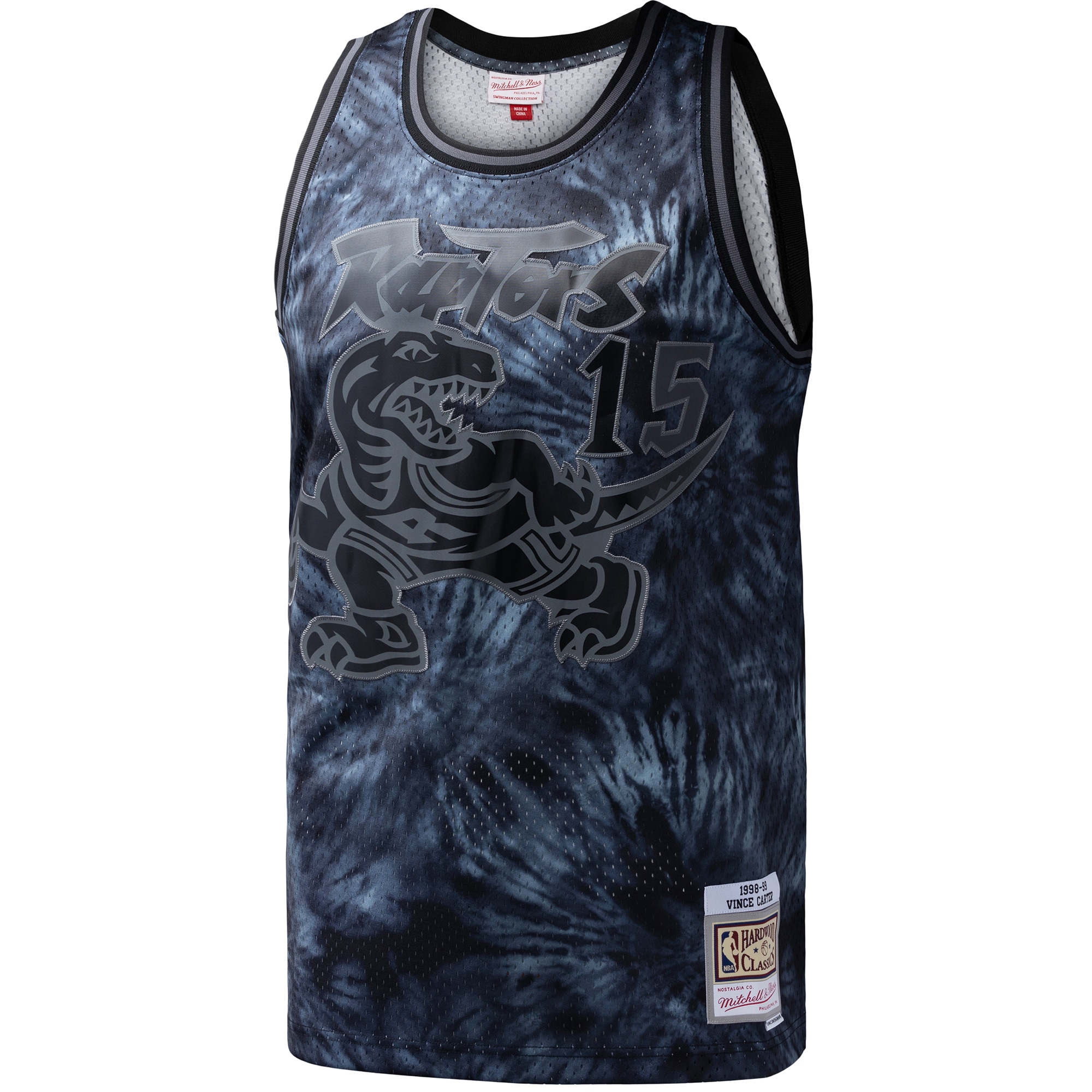 Vince Carter Toronto Raptors Mitchell & Ness Hardwood Classics 1998/99 Tie-Dye Swingman Jersey - Black - vstockx