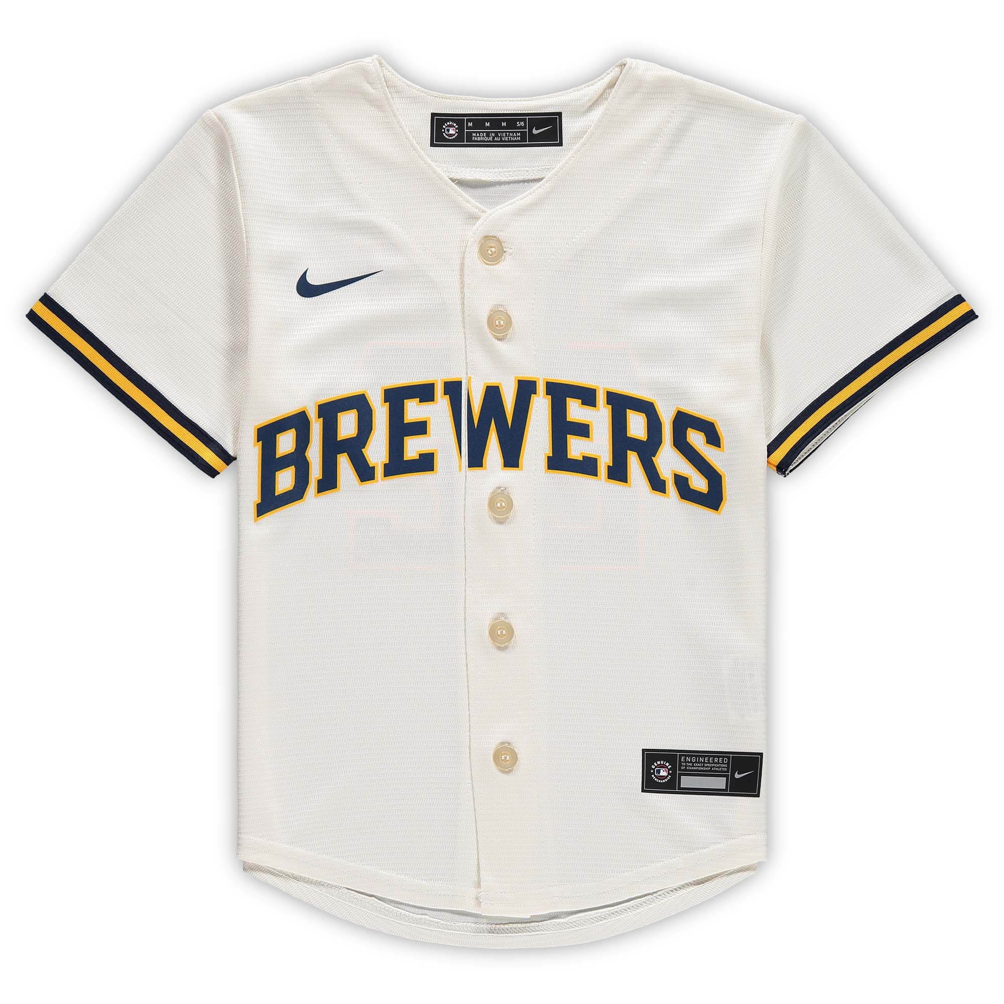 Preschool Nike Christian Yelich Cream Milwaukee Brewers Home Replica Player Jersey - vstockx