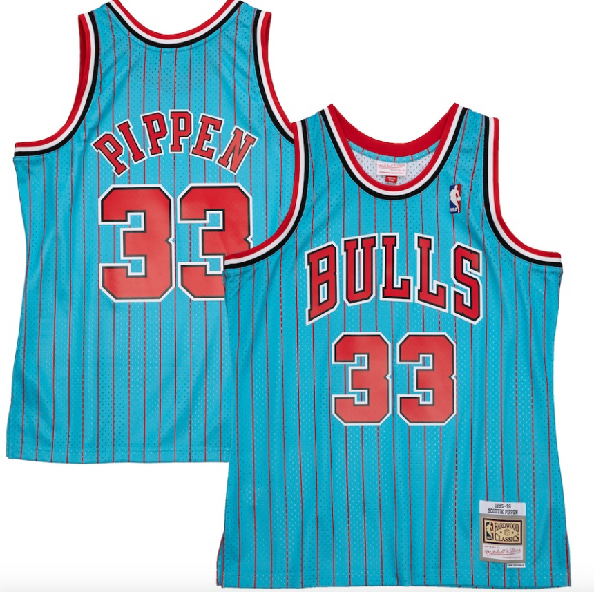 Men's Mitchell & Ness Scottie Pippen Blue Chicago Bulls 1995-96 Hardwood Classics Reload 2.0 Swingman Jersey - vstockx