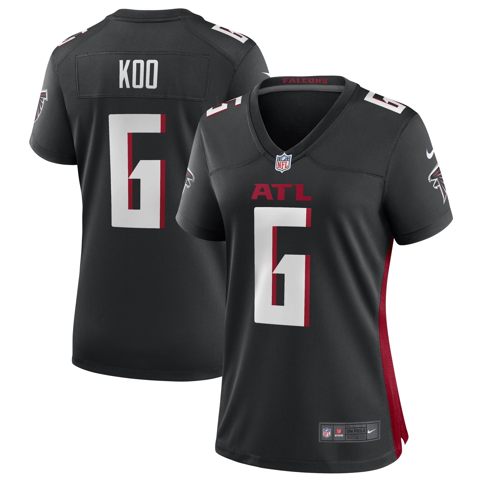 Women's Nike Younghoe Koo Black Atlanta Falcons Team Game Jersey - vstockx