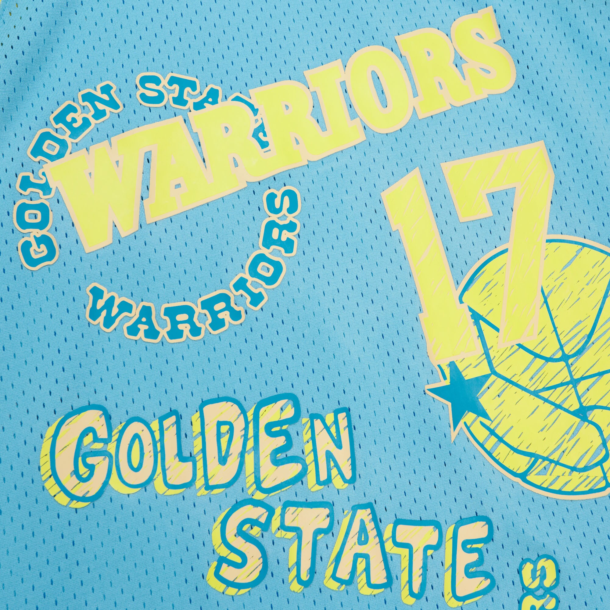 Chris Mullin Golden State Warriors Mitchell & Ness 1993/94 Swingman Sidewalk Sketch Jersey - Light Blue - vstockx