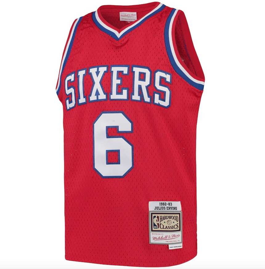 Youth Philadelphia 76ers Julius Erving Mitchell & Ness Red 1982-83 Hardwood Classics Swingman Jersey - vstockx