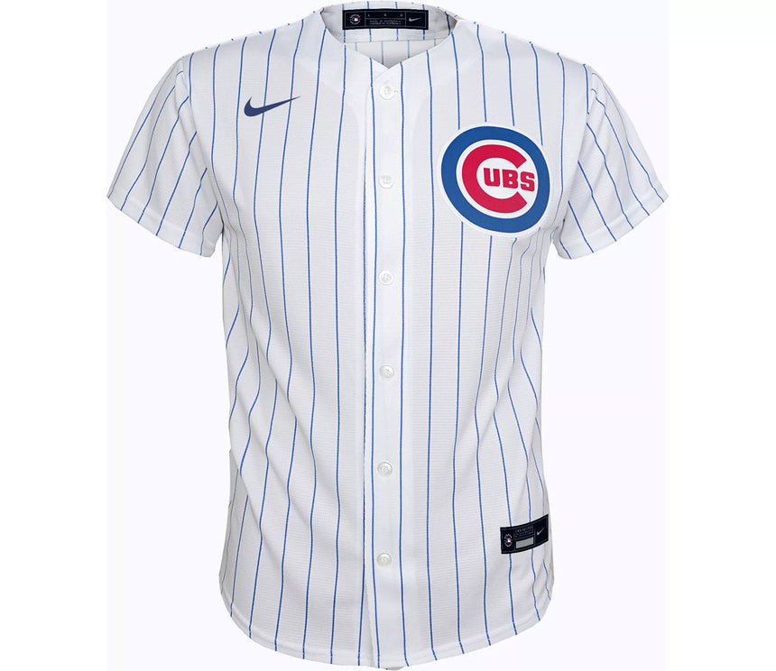 Youth Nico Hoerner Chicago Cubs White Home Replica Jersey - vstockx