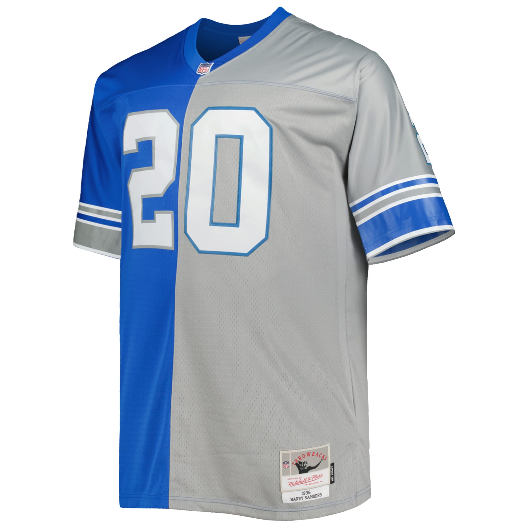 Barry Sanders Detroit Lions Mitchell & Ness Big & Tall Split Legacy Retired Player Replica Jersey - Blue/Silver - vstockx
