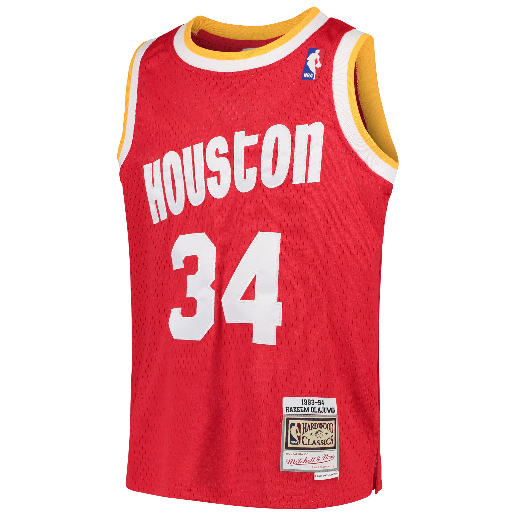Hakeem Olajuwon Houston Rockets Mitchell & Ness Youth Swingman Throwback Jersey - Red - vstockx