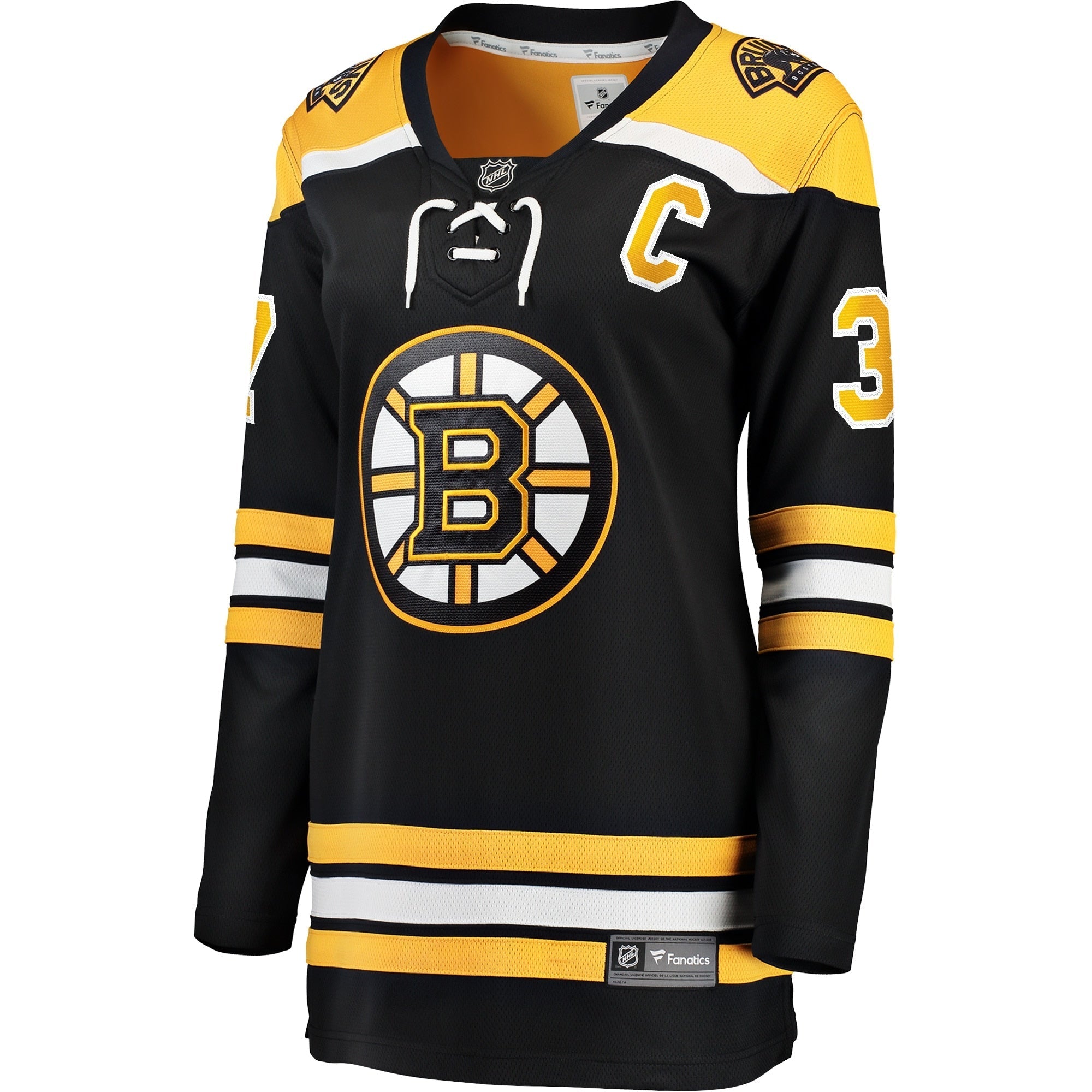 Women's Fanatics Branded Patrice Bergeron Black Boston Bruins Captain Patch Home Breakaway Jersey - vstockx
