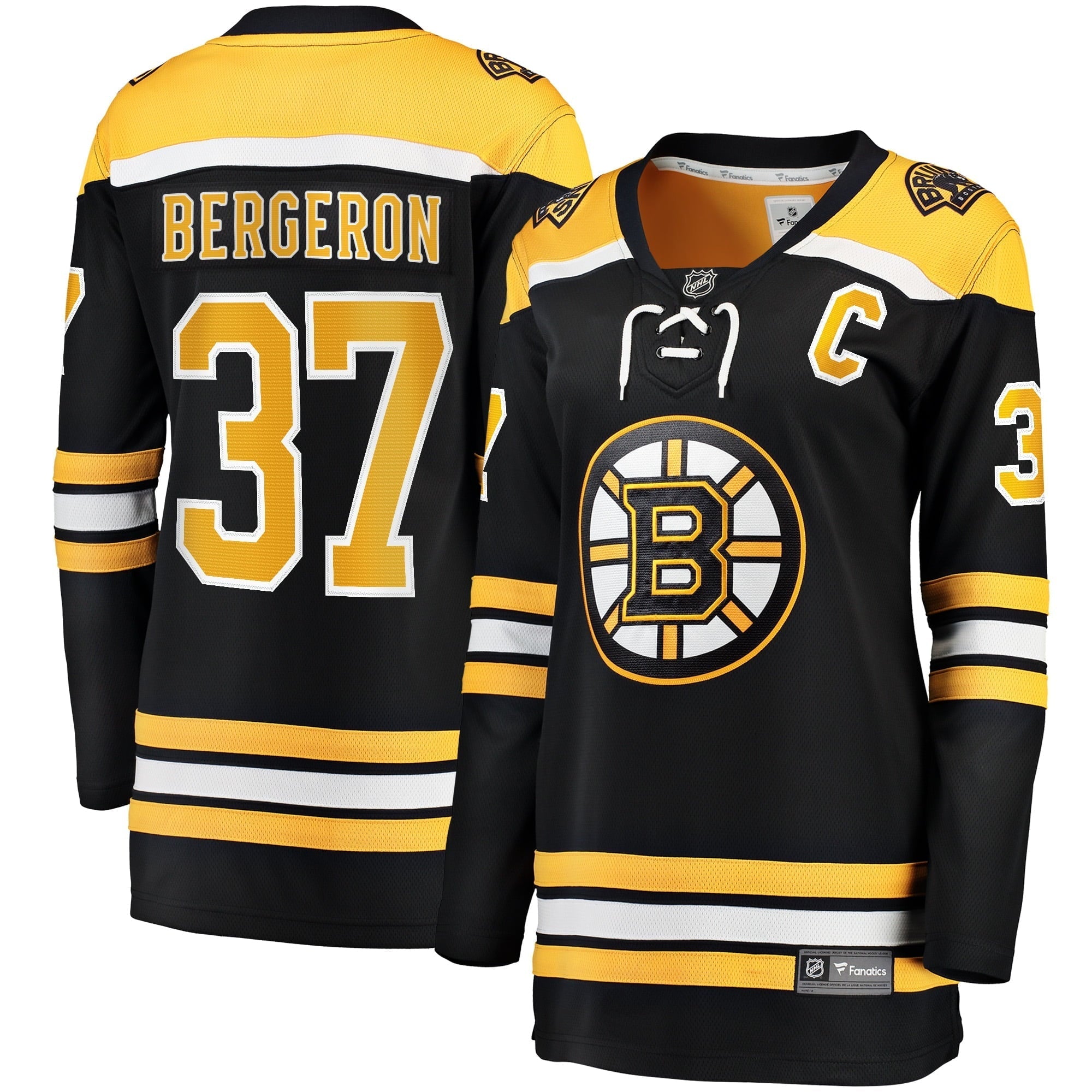 Women's Fanatics Branded Patrice Bergeron Black Boston Bruins Captain Patch Home Breakaway Jersey - vstockx
