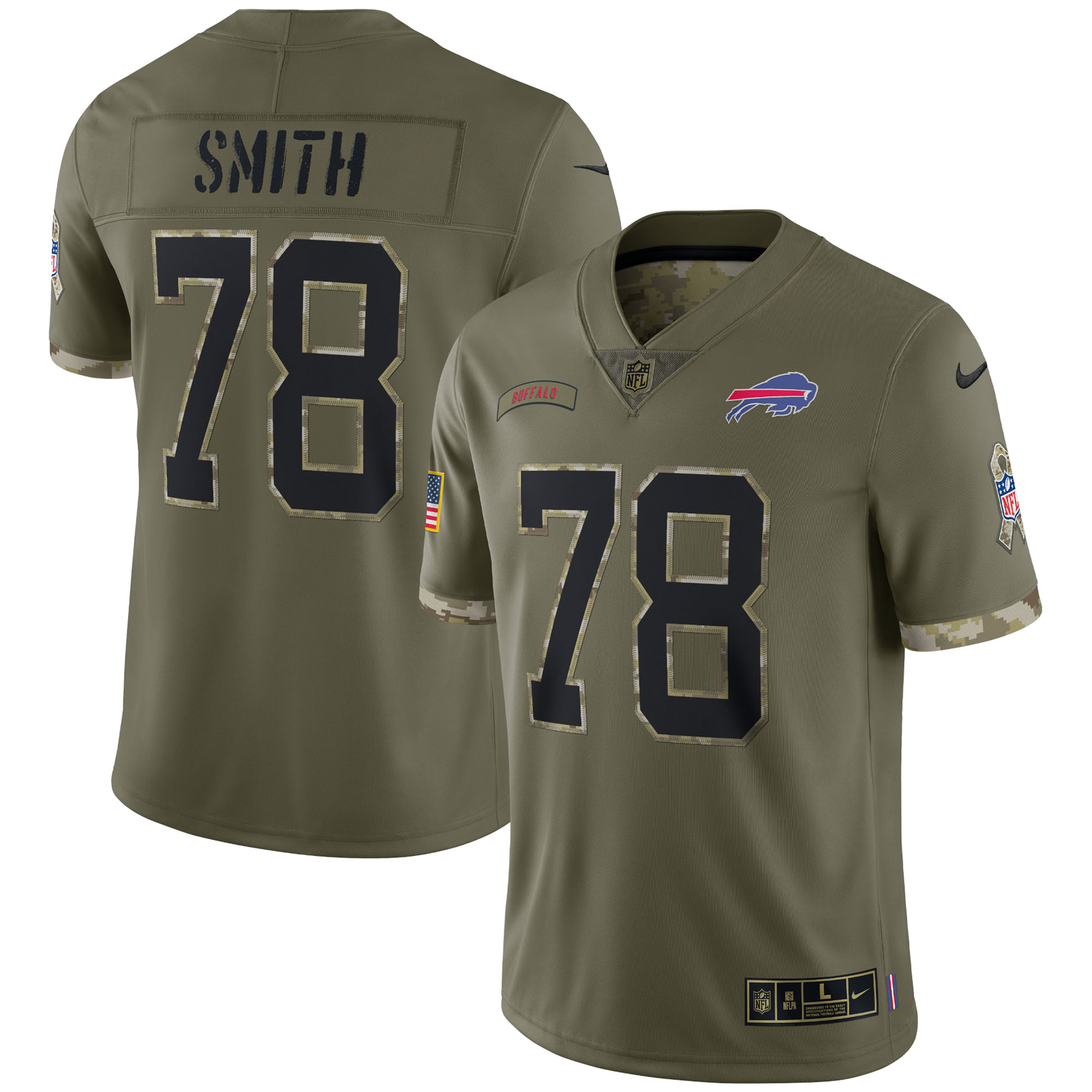 Bruce Smith Buffalo Bills 2022 Salute To Service Retired Player Limited Jersey - Olive - vstockx