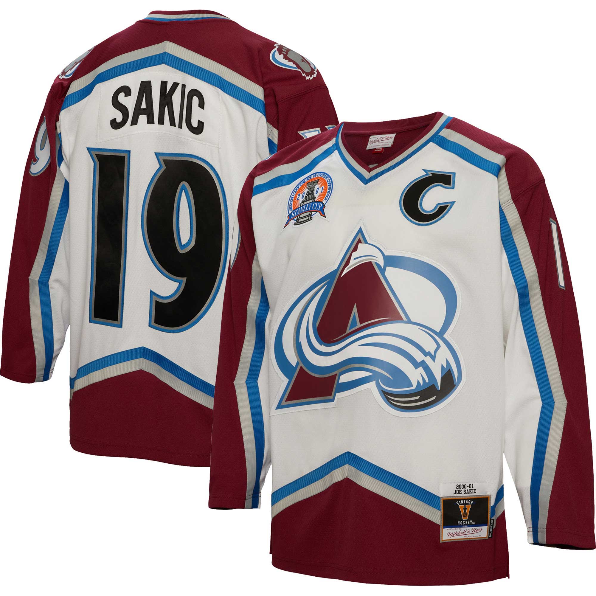 Joe Sakic Colorado Avalanche Mitchell & Ness 2000/01 Captain Patch Blue Line Player Jersey - White - vstockx