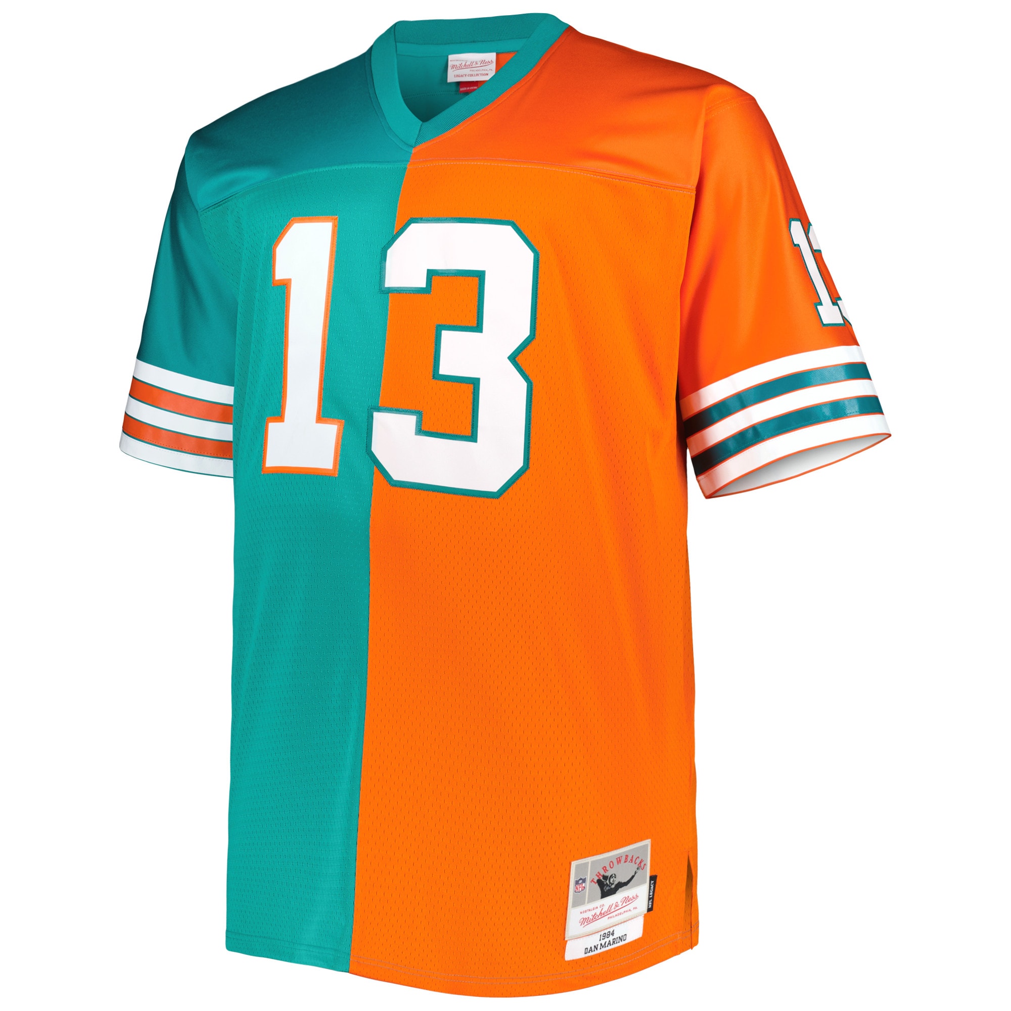 Dan Marino Miami Dolphins Mitchell & Ness Big & Tall Split Legacy Retired Player Replica Jersey - Aqua/Orange - vstockx