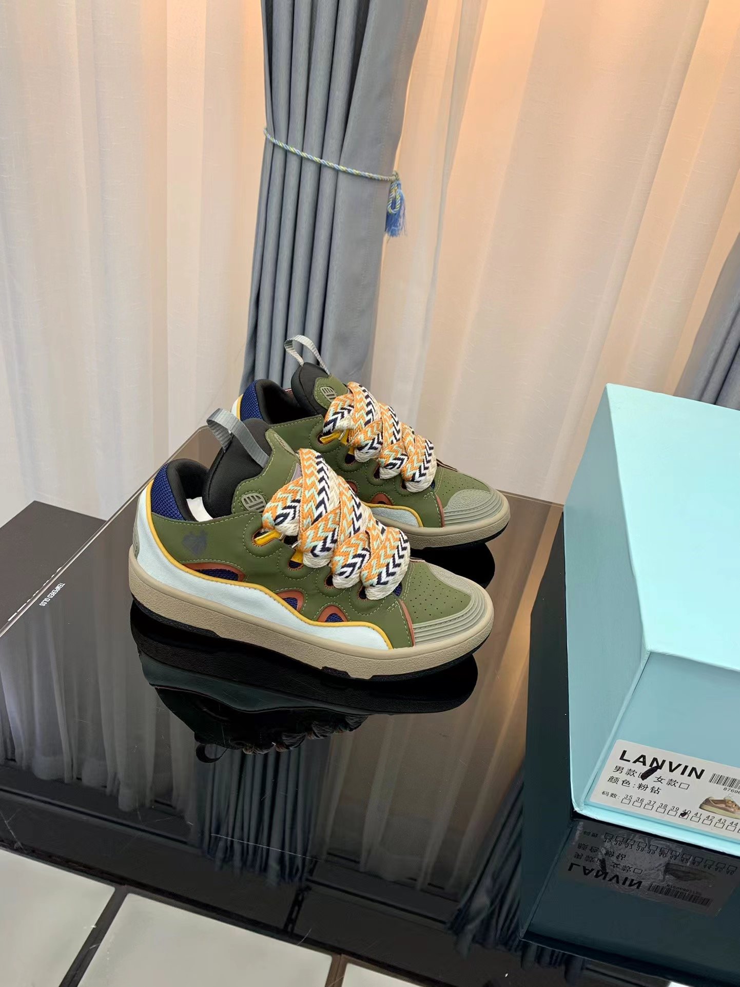 Lanvin Leather Curb army green - vstockx