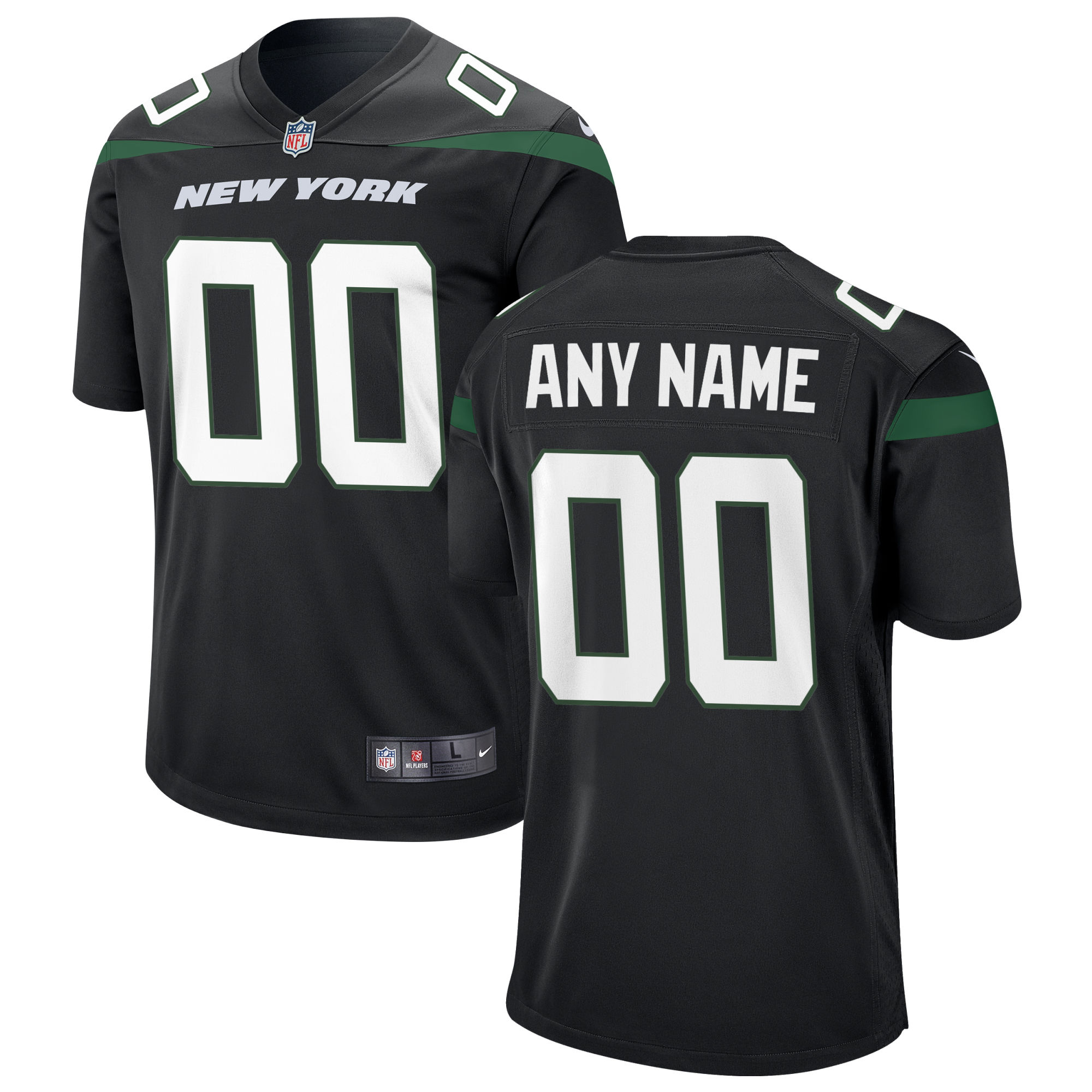 New York Jets Nike Alternate Custom Game Jersey - Stealth Black - vstockx