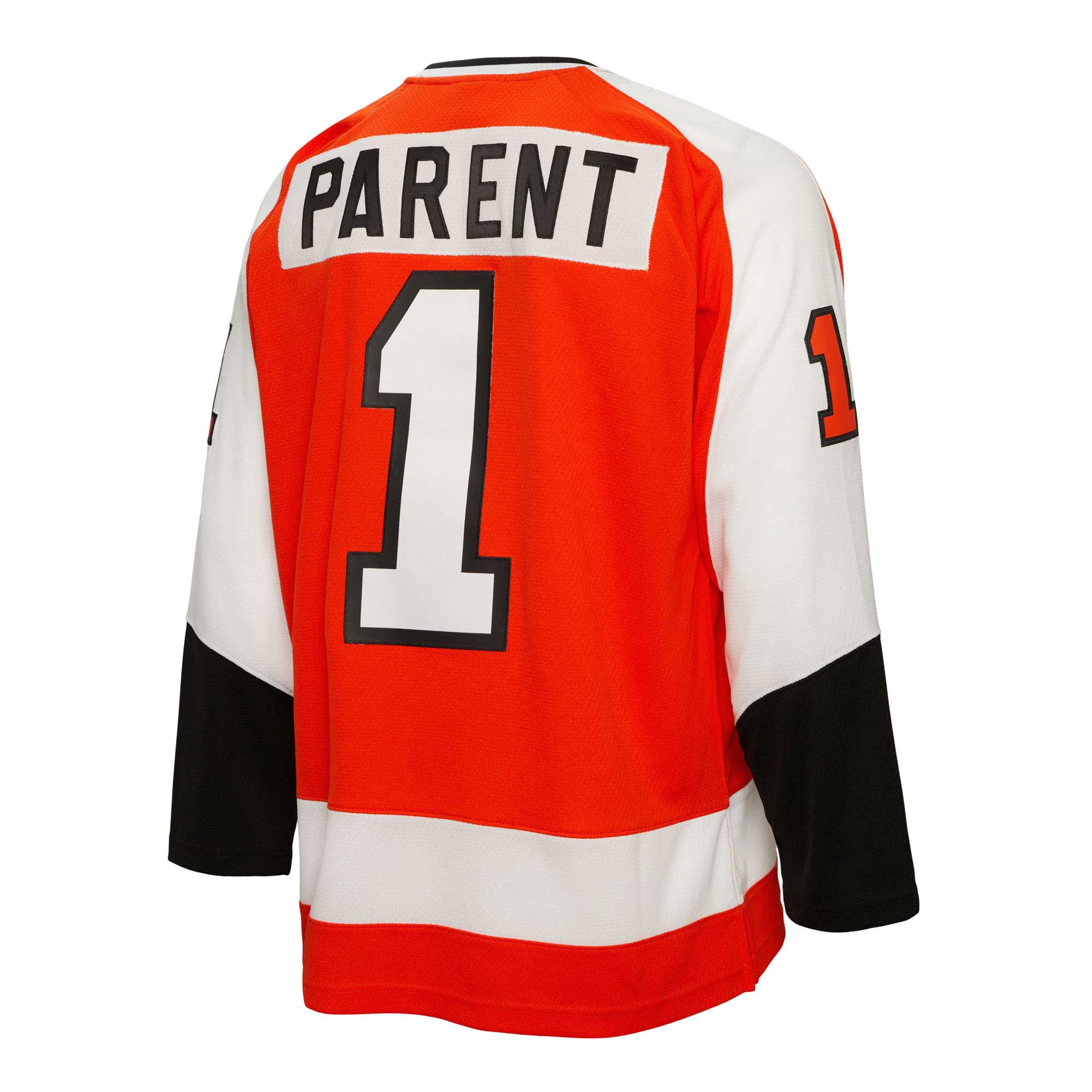Bernie Parent Philadelphia Flyers Mitchell & Ness 1974/75 Blue Line Player Jersey - Orange - vstockx