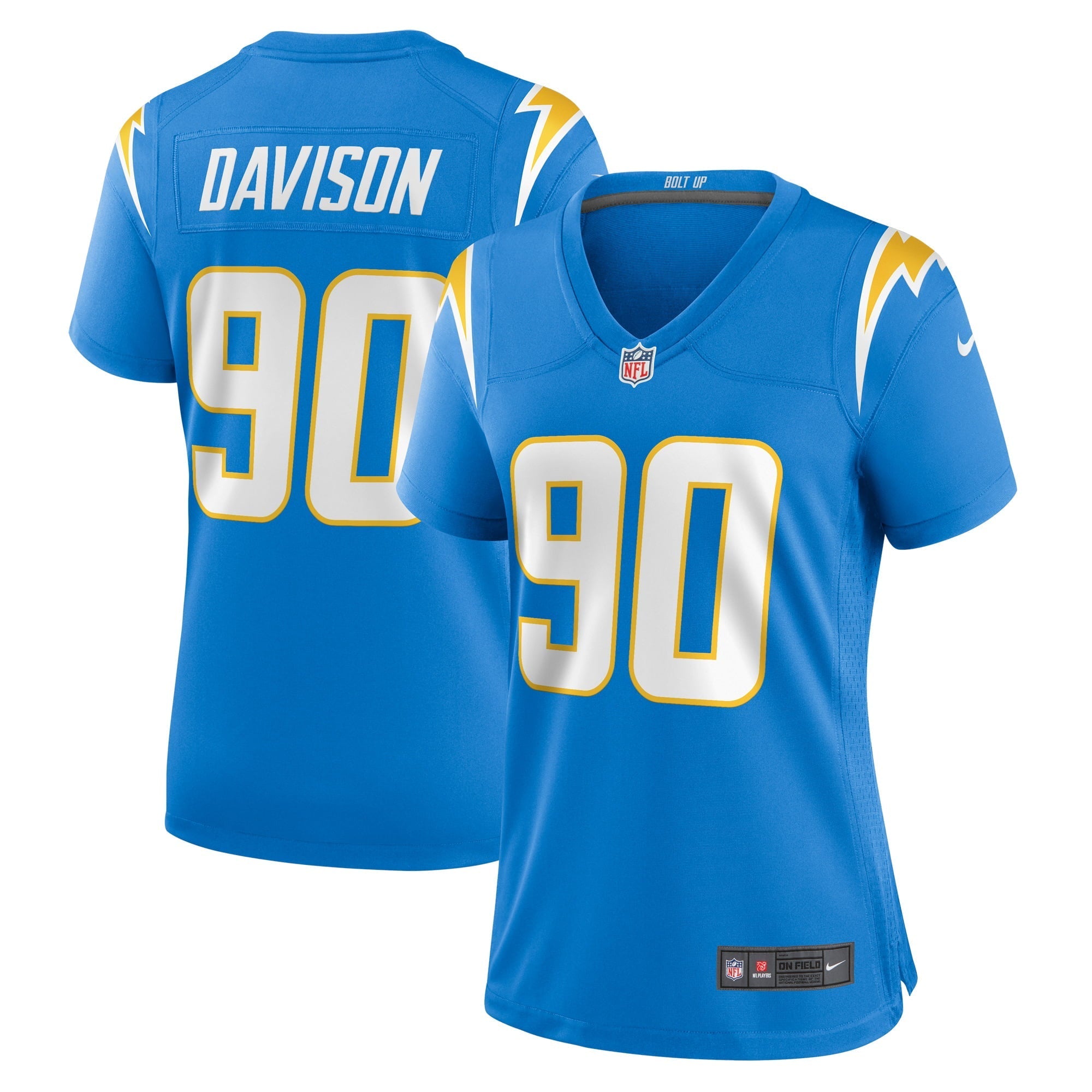 Women's Nike Tyeler Davison Powder Blue Los Angeles Chargers Home Game Player Jersey - vstockx