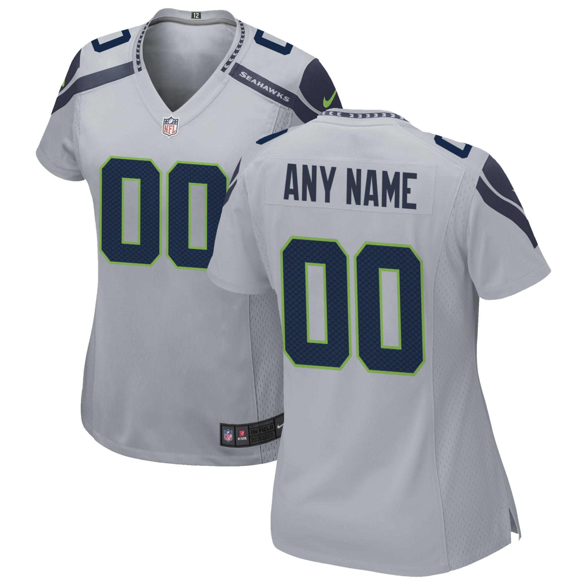 Seattle Seahawks Nike Women's Alternate Custom Game Jersey - Gray - vstockx