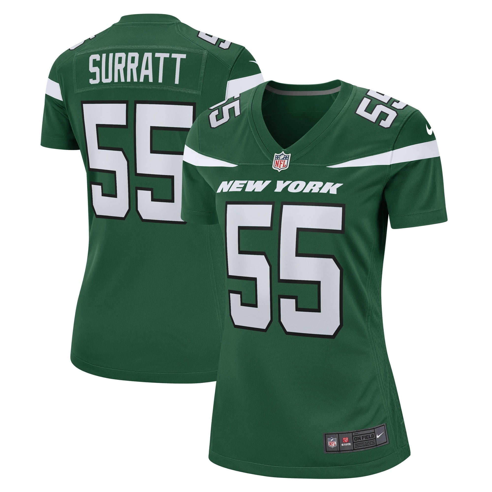 Women's Nike Chazz Surratt Gotham Green New York Jets Game Player Jersey - vstockx
