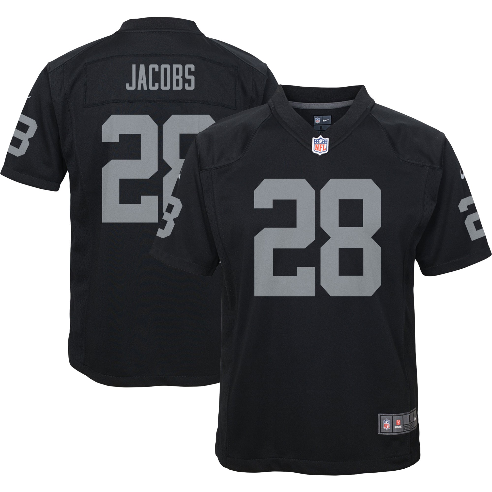 Josh Jacobs Las Vegas Raiders Nike Youth Game Jersey - Black - vstockx