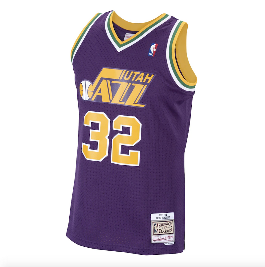 Men's Mitchell & Ness Karl Malone Utah Jazz 1991-92 Road Purple Swingman Jersey - vstockx