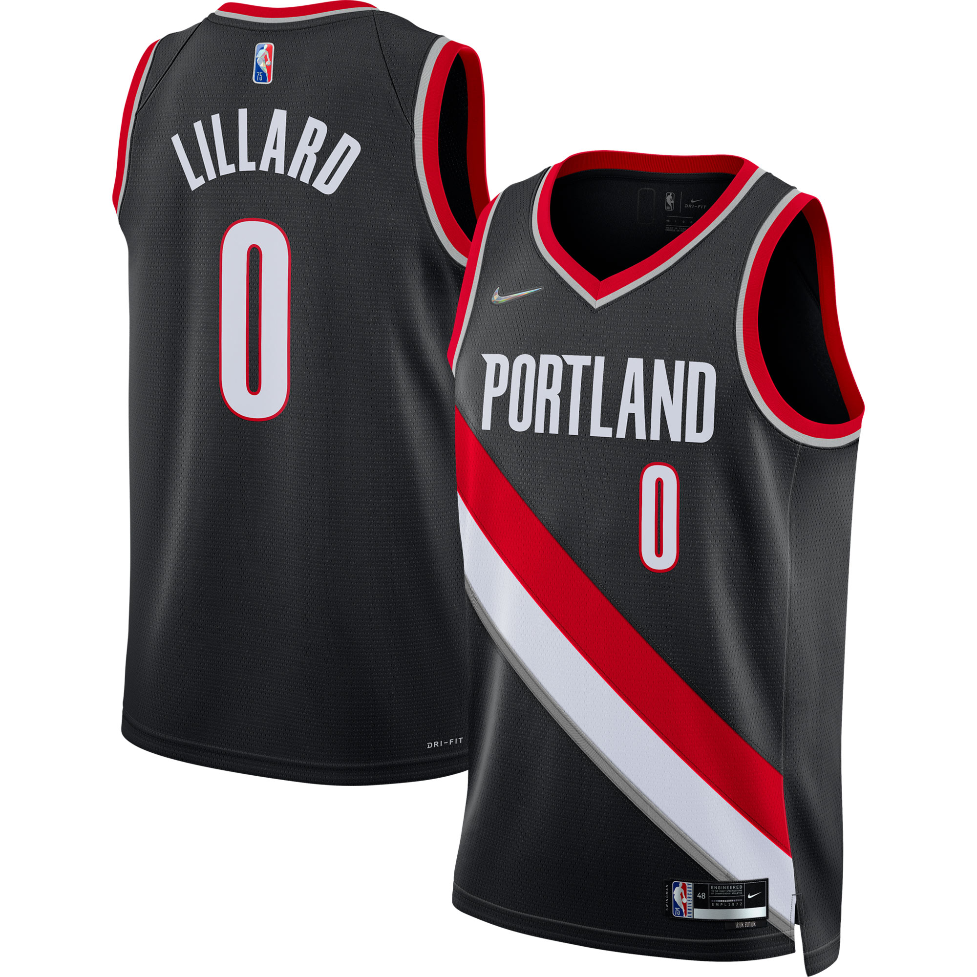 Damian Lillard Portland Trail Blazers Nike 2021/22 Diamond Swingman Jersey - Icon Edition - Black - vstockx