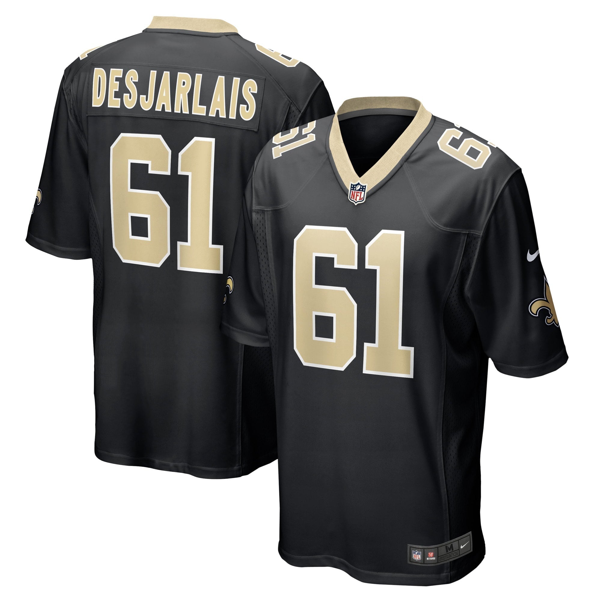 Men's Nike Drew Desjarlais Black New Orleans Saints Game Player Jersey - vstockx