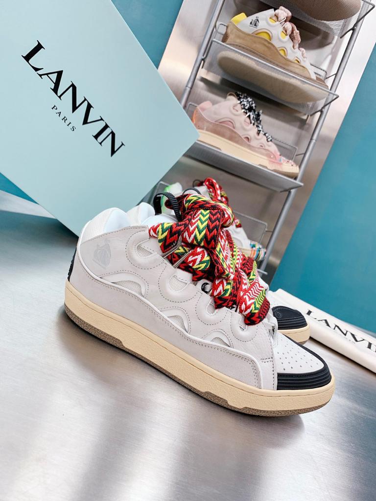 Lanvin Leather Curb White Ivory - vstockx