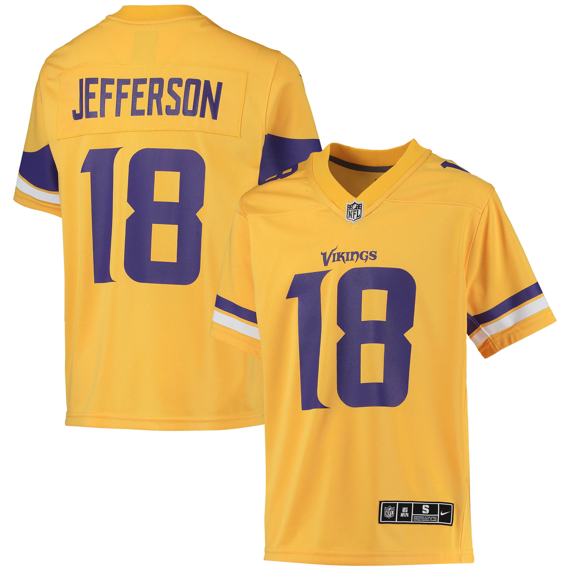 Justin Jefferson Minnesota Vikings Nike Youth Inverted Team Game Jersey - Gold - vstockx