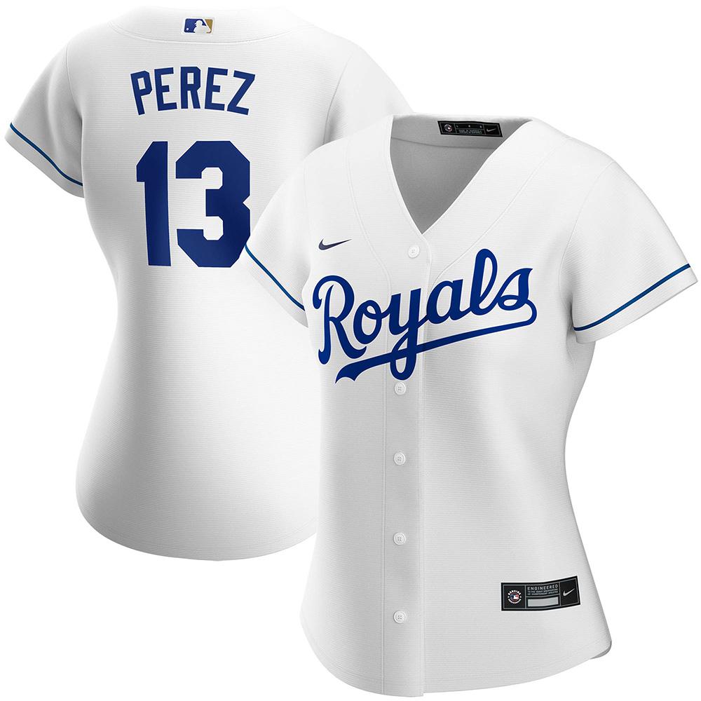 Womens Kansas City Royals Salvador Perez Cool Base Replica Jersey White - vstockx