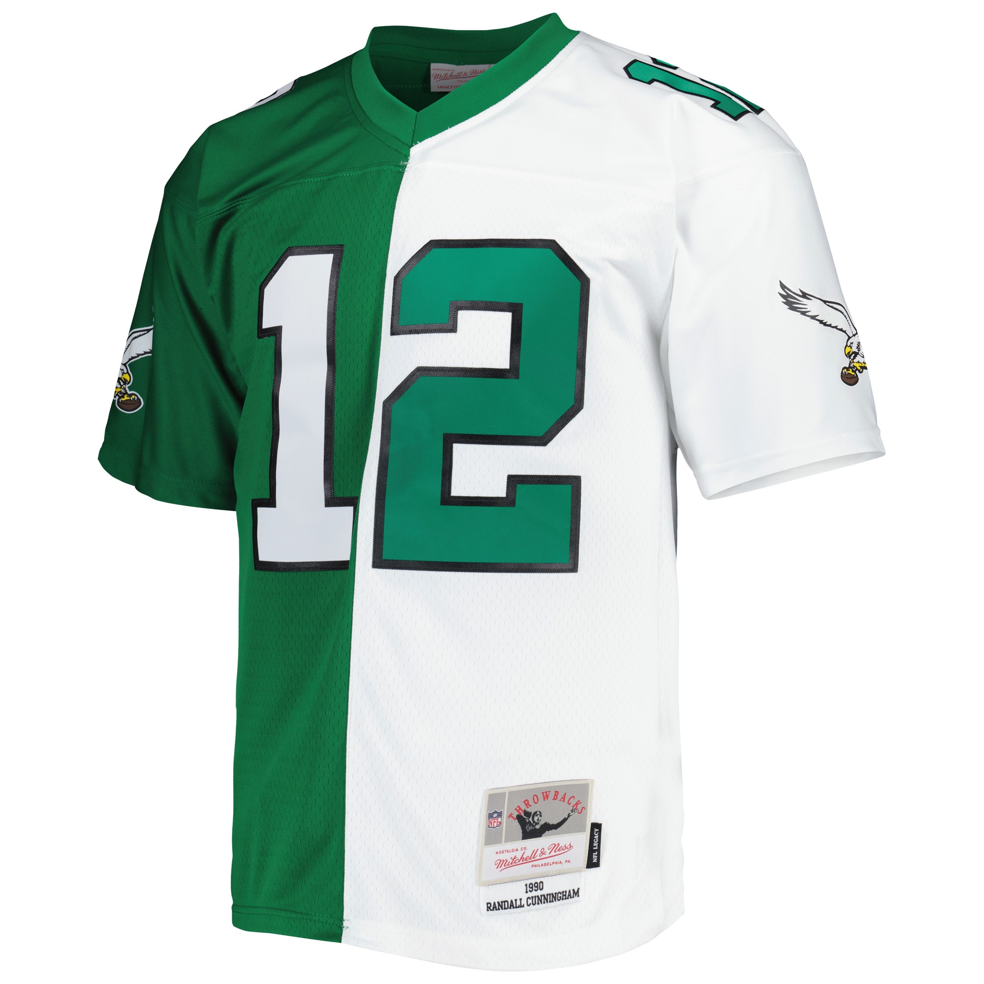 Randall Cunningham Philadelphia Eagles Mitchell & Ness 1990 Split Legacy Replica Jersey - Kelly Green/White - vstockx