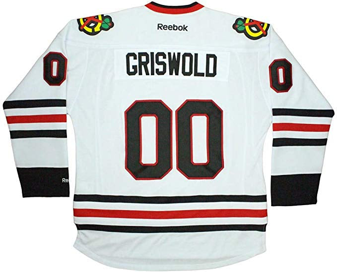Men's Clark Griswold Christmas Vacation Chicago Blackhawks White Reebok Authentic Jersey - vstockx