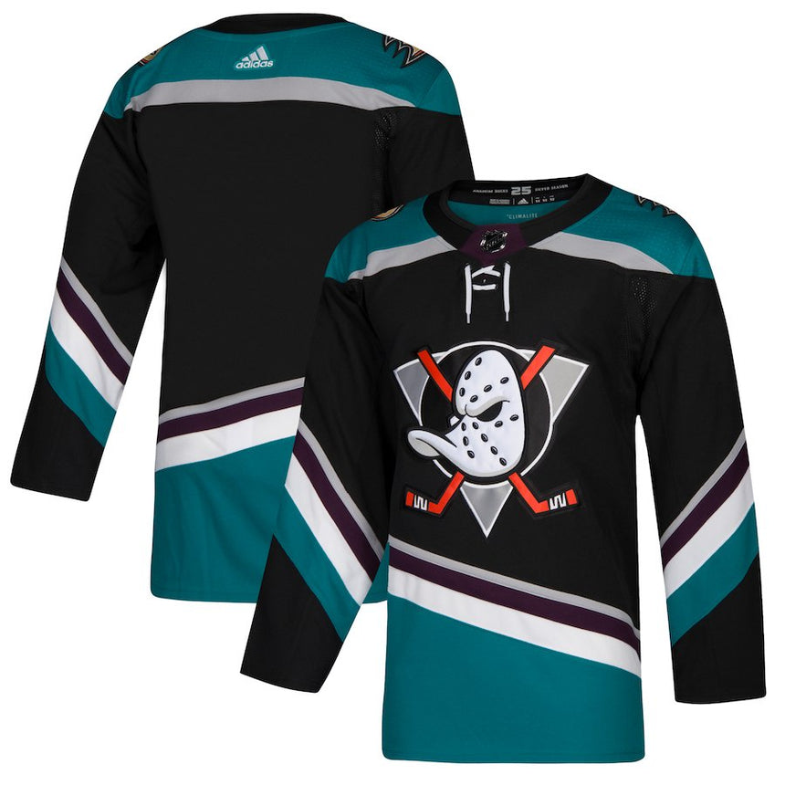 Men's Anaheim Ducks adidas Black/Teal Alternate Authentic Blank Jersey - vstockx