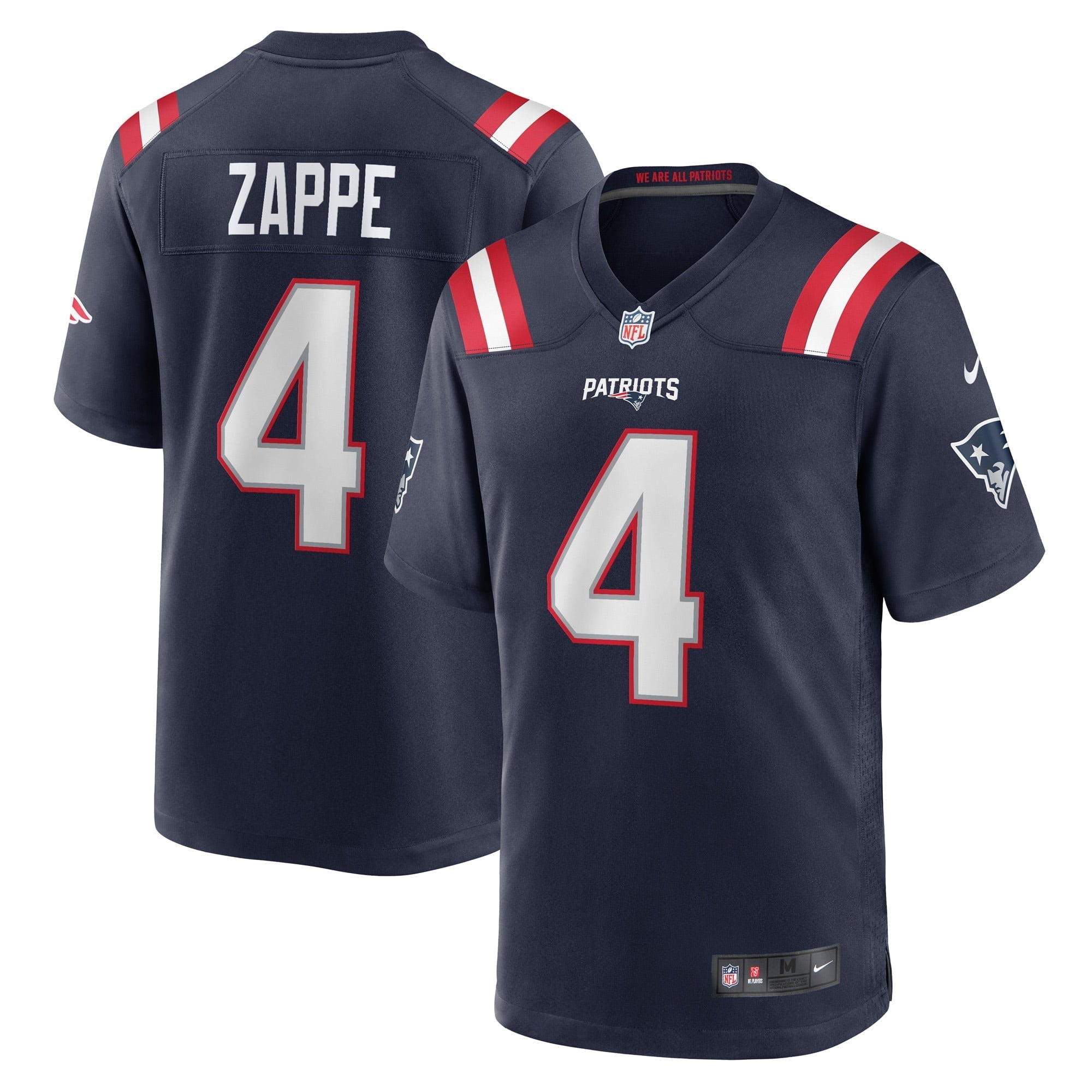 Men's Nike Bailey Zappe Navy New England Patriots Game Player Jersey - vstockx