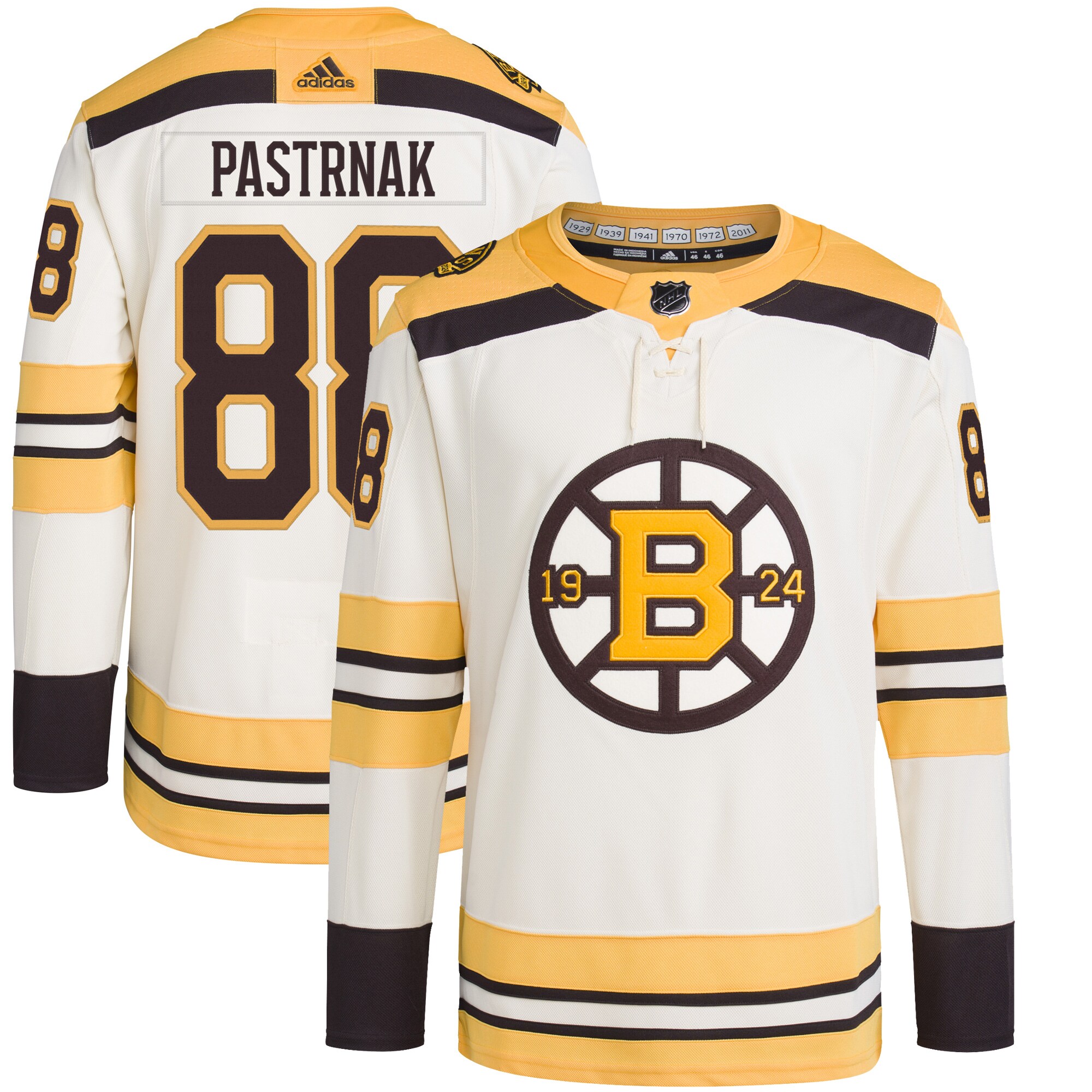 David Pastrnak Boston Bruins adidas Primegreen Authentic Pro Player Jersey - Cream - vstockx