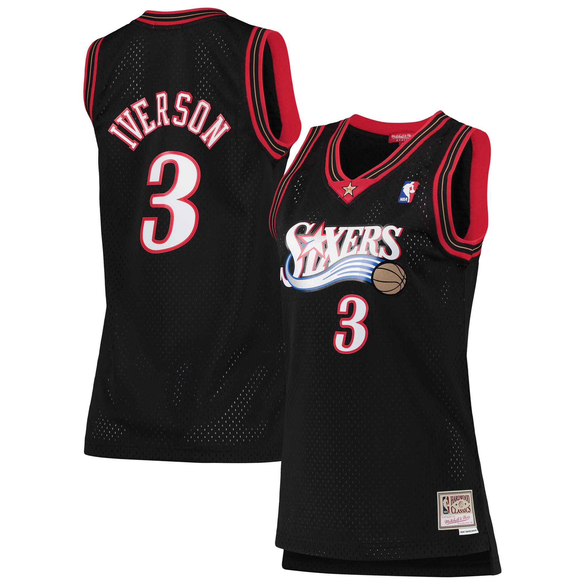 Allen Iverson Philadelphia 76ers Mitchell & Ness Women's 2000-01 Hardwood Classics Swingman Jersey - Black - vstockx