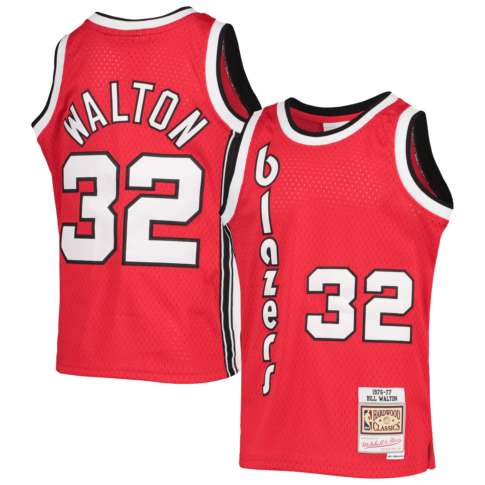 Bill Walton Portland Trail Blazers Mitchell & Ness Youth 1976/77 Hardwood Classics Swingman Jersey - Black - vstockx