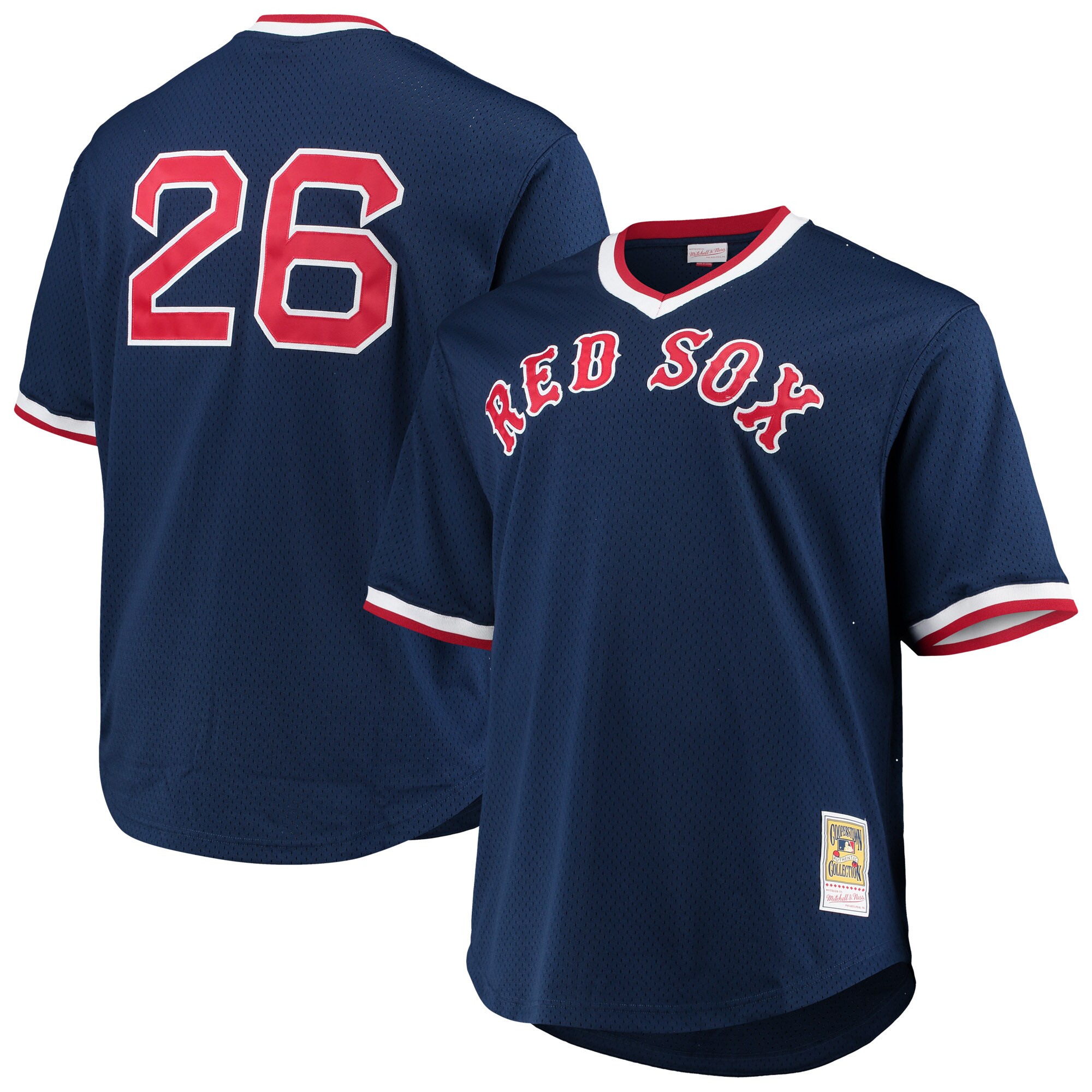 Wade Boggs Boston Red Sox Mitchell & Ness Big & Tall Cooperstown Collection Mesh Batting Practice Jersey - Navy - vstockx