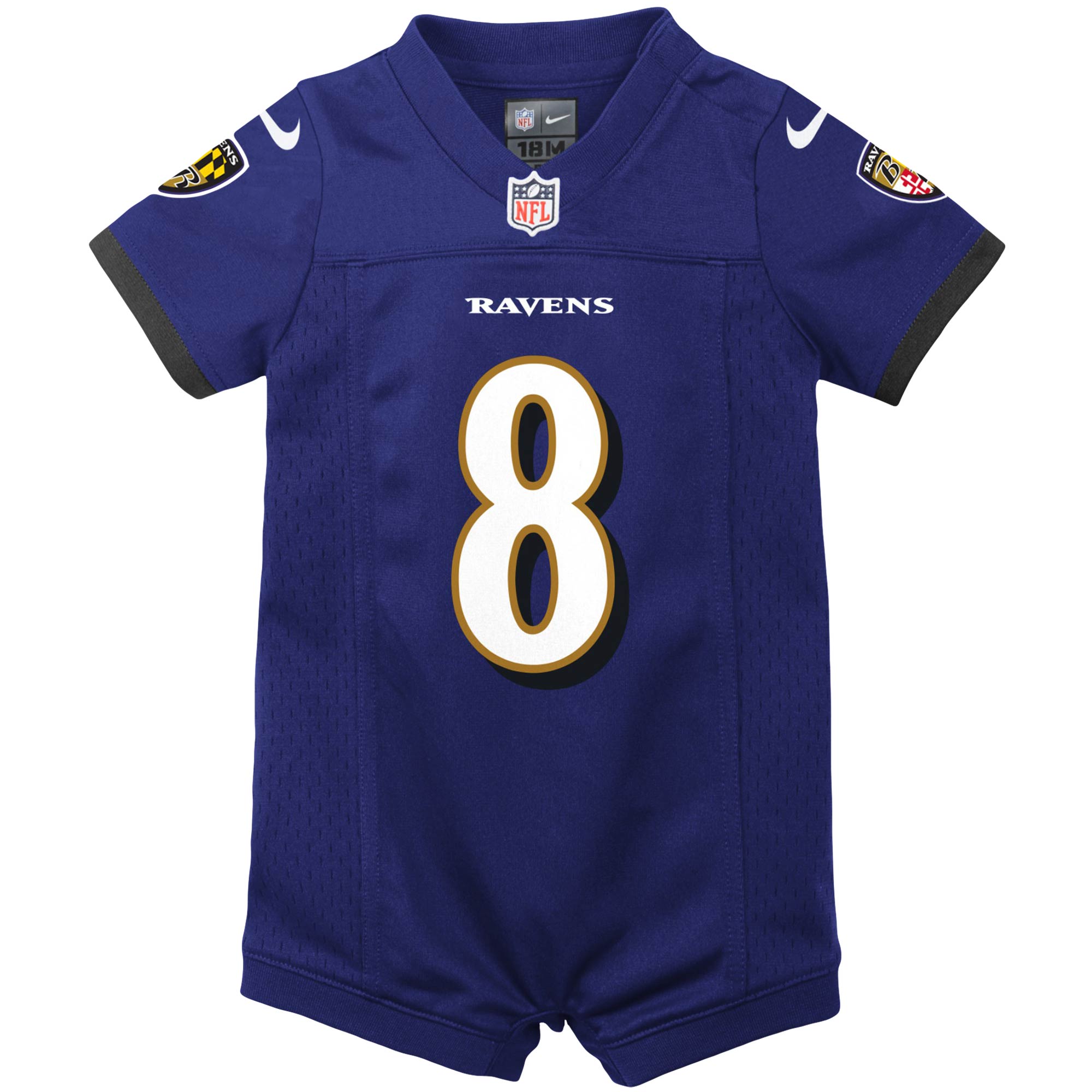 Lamar Jackson Baltimore Ravens Nike Newborn & Infant Romper Jersey - Purple - vstockx