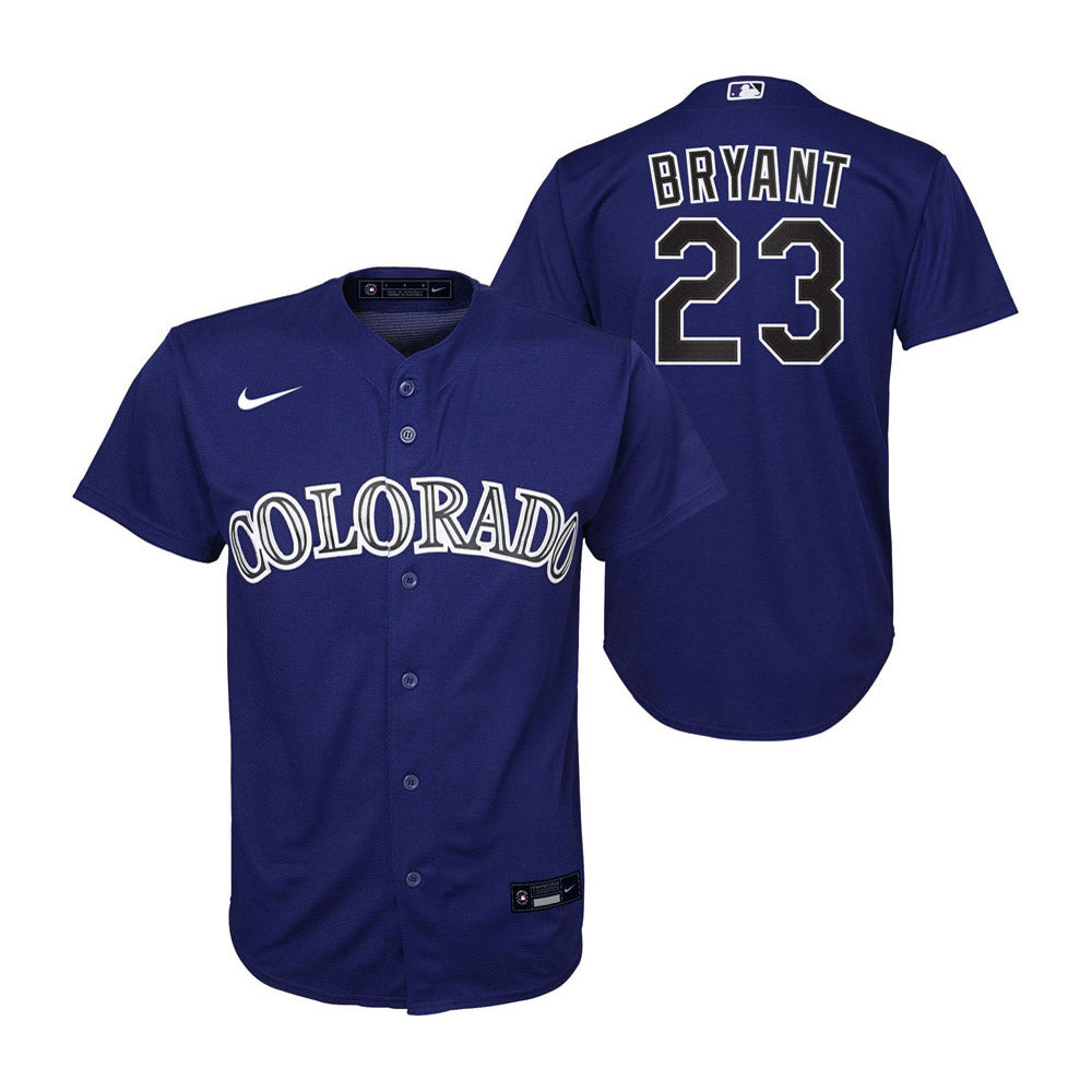 Youth Colorado Rockies Kris Bryant Cool Base Replica Alternate Jersey - Blue - vstockx