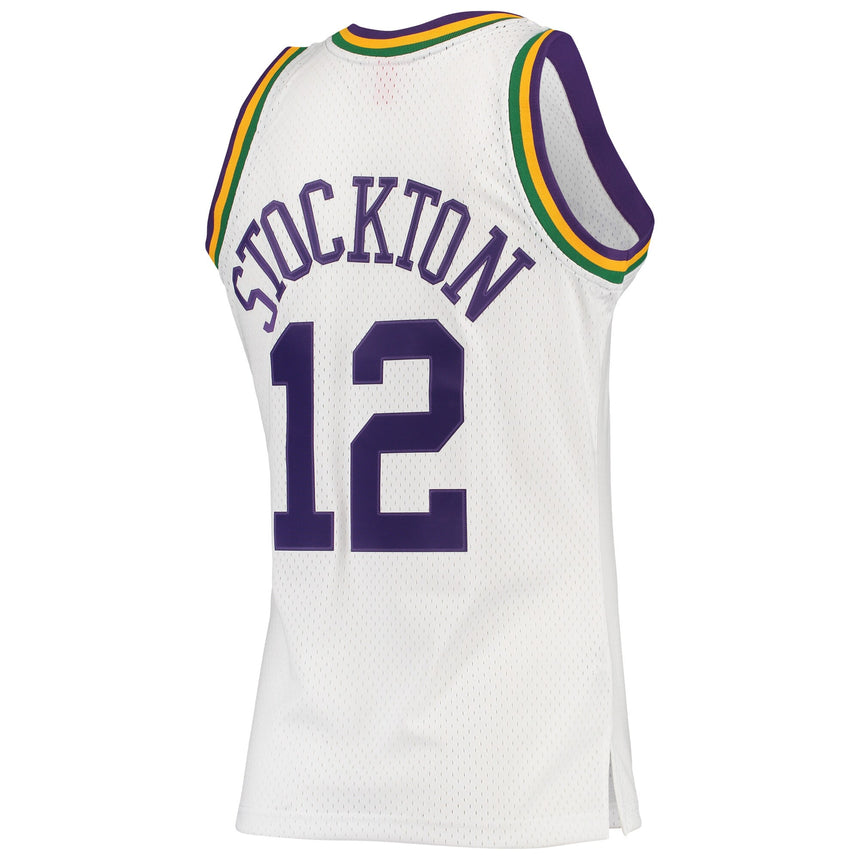 Men's Mitchell & Ness John Stockton Utah Jazz White 1991-92 Hardwood Classics Swingman Jersey - vstockx