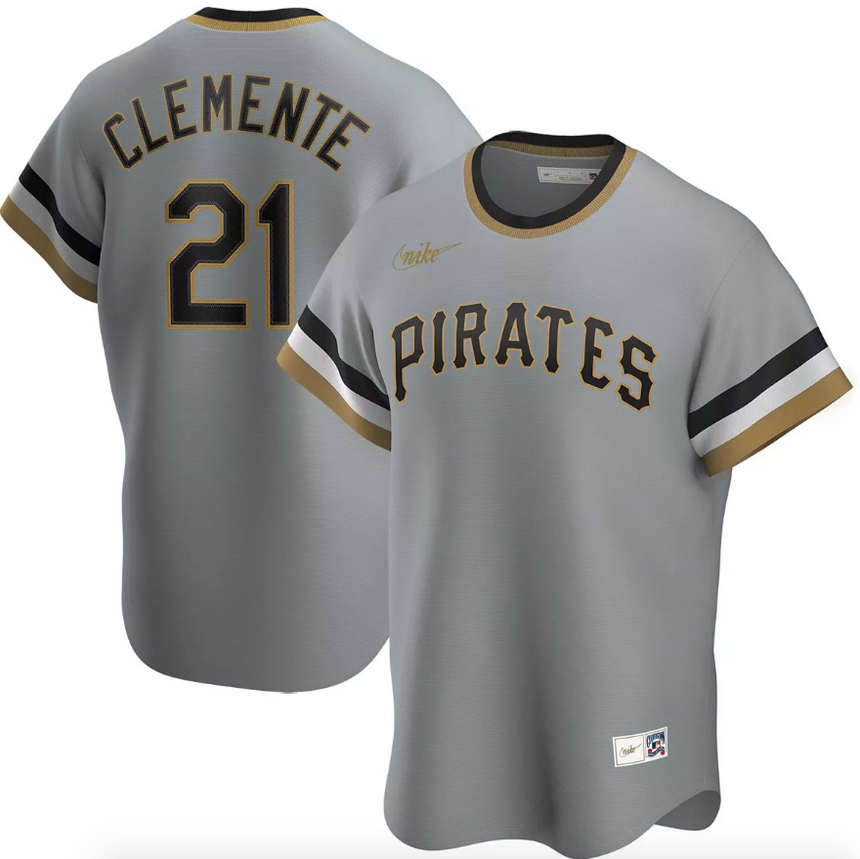 Men's Pittsburgh Pirates Roberto Clemente Road Gray Replica Jersey - vstockx